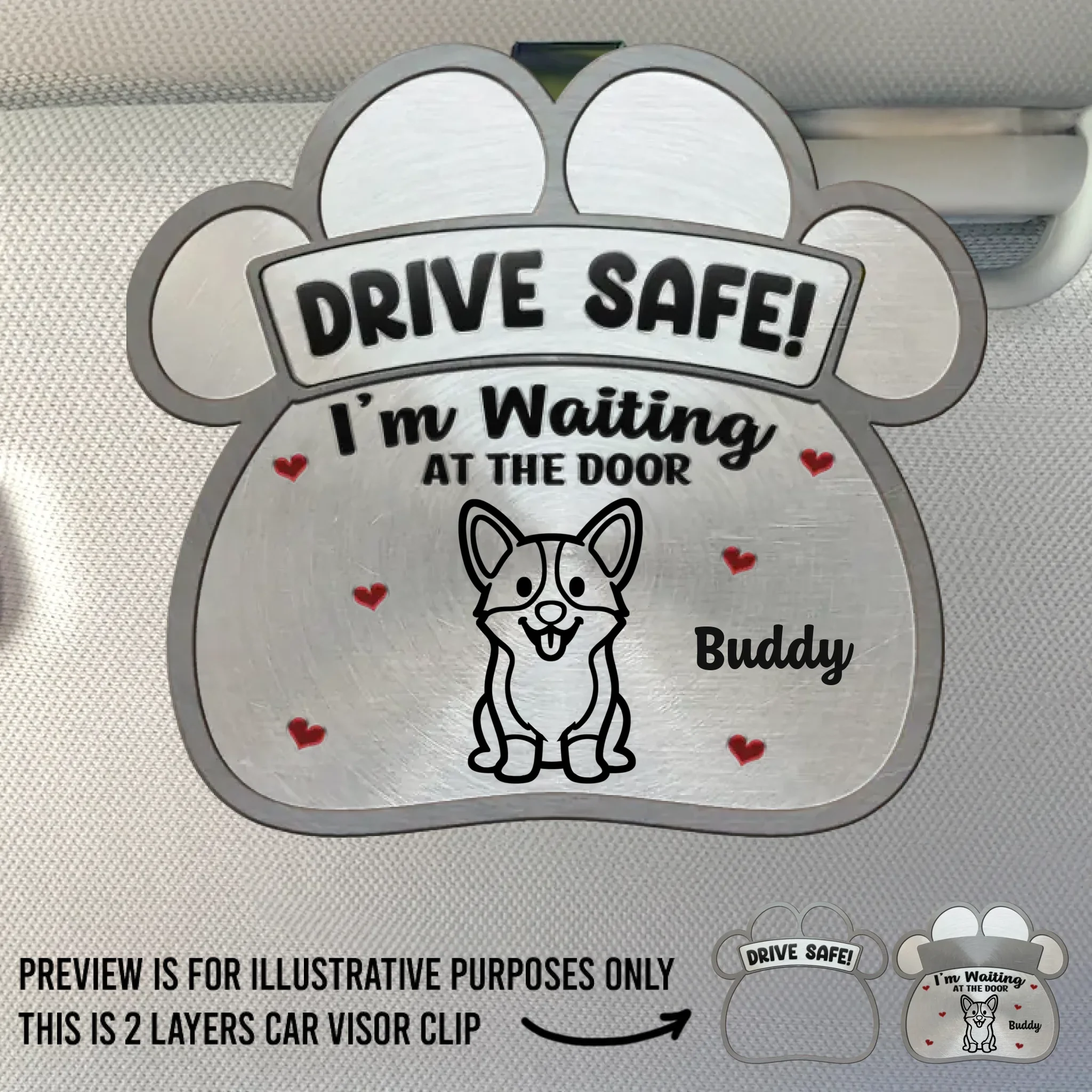 Custom Car Visor Clip - Personalized Birthday Gifts For Dog Cat Lovers, Dog Dad And Mom, Cat Owners - Drive Safe, Love Waits - Image 2