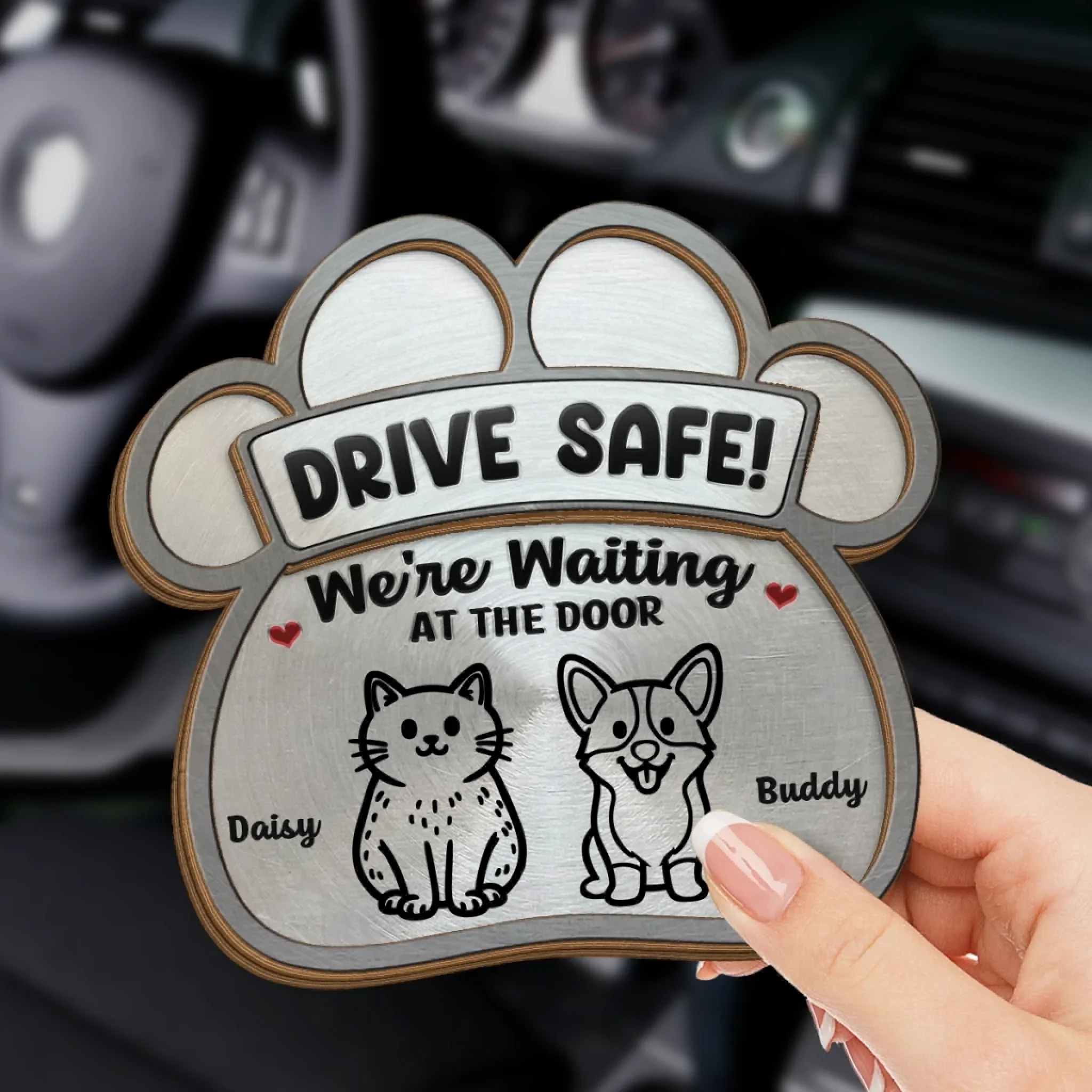 Custom Car Visor Clip - Personalized Birthday Gifts For Dog Cat Lovers, Dog Dad And Mom, Cat Owners - Drive Safe, Love Waits - Image 3