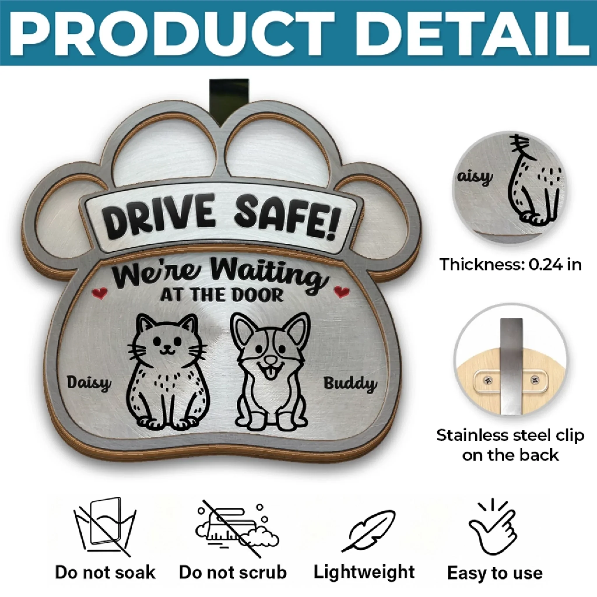 Custom Car Visor Clip - Personalized Birthday Gifts For Dog Cat Lovers, Dog Dad And Mom, Cat Owners - Drive Safe, Love Waits - Image 5