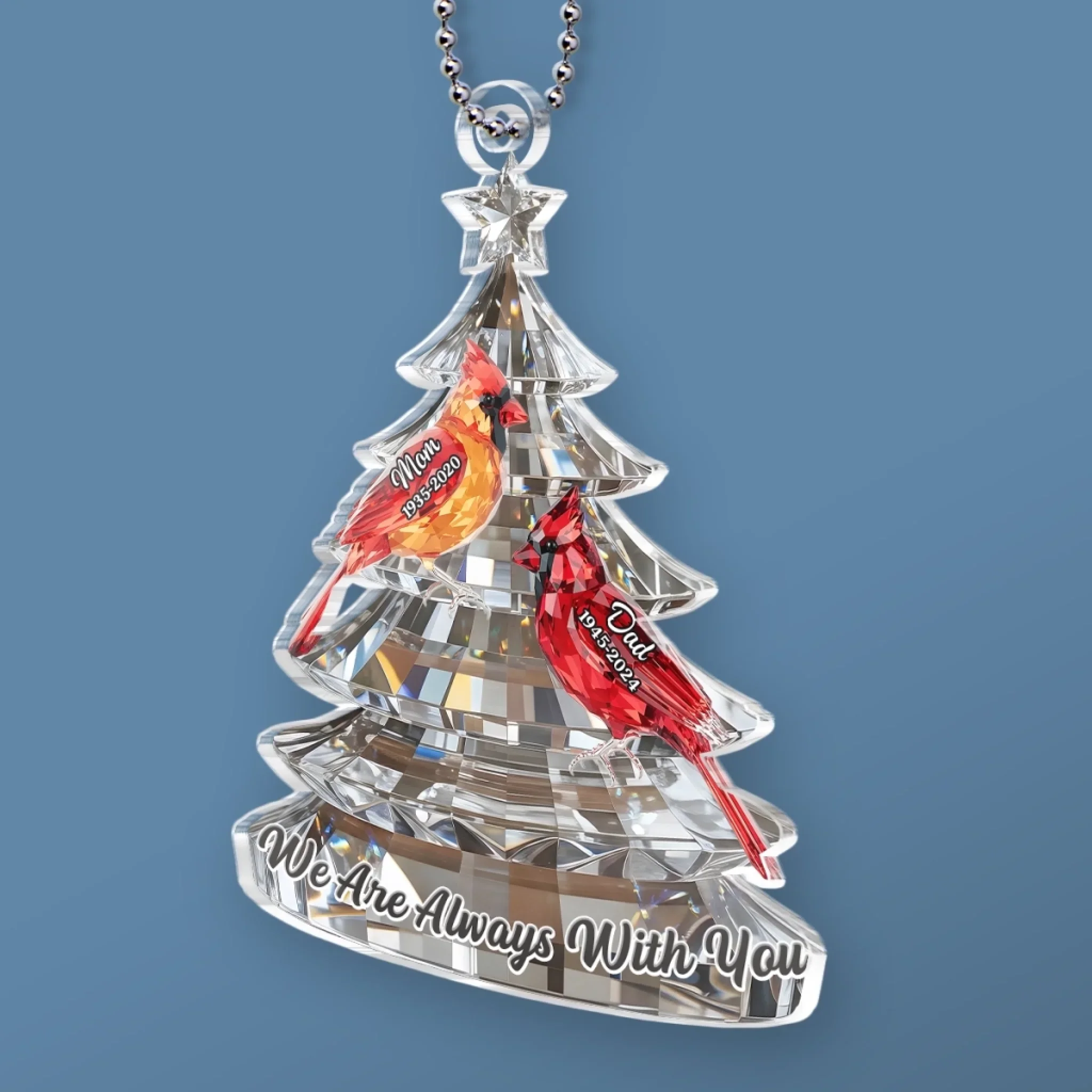 Custom Cardinal Acrylic Car Ornament - Personalized Memorial Sympathy Gifts For Loss Of Mom, Dad - Your Spirit Walks Beside Me - Image 3