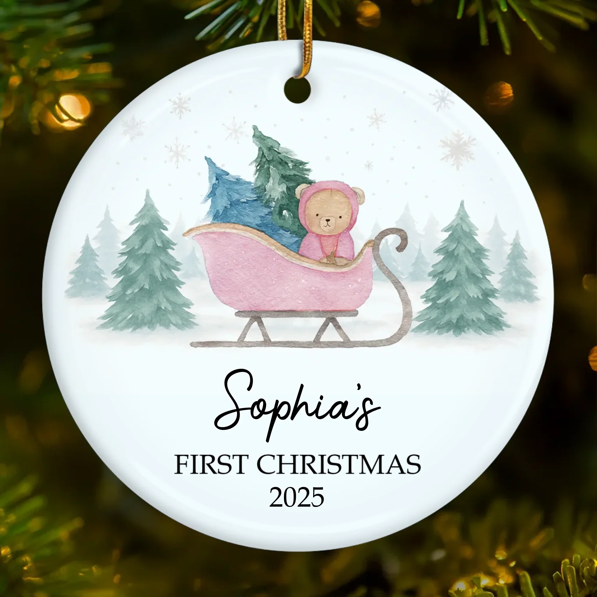 Custom Ceramic First Christmas Ornament - Personalized Christmas Baby Shower, Gifts For New Moms, New Dads, New Parents - Little Feet, Christmas Sweet - Image 2