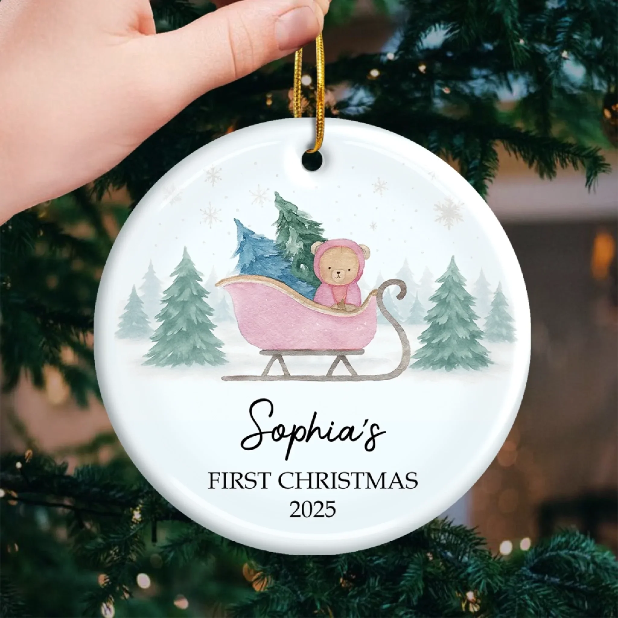 Custom Ceramic First Christmas Ornament - Personalized Christmas Baby Shower, Gifts For New Moms, New Dads, New Parents - Little Feet, Christmas Sweet - Image 3