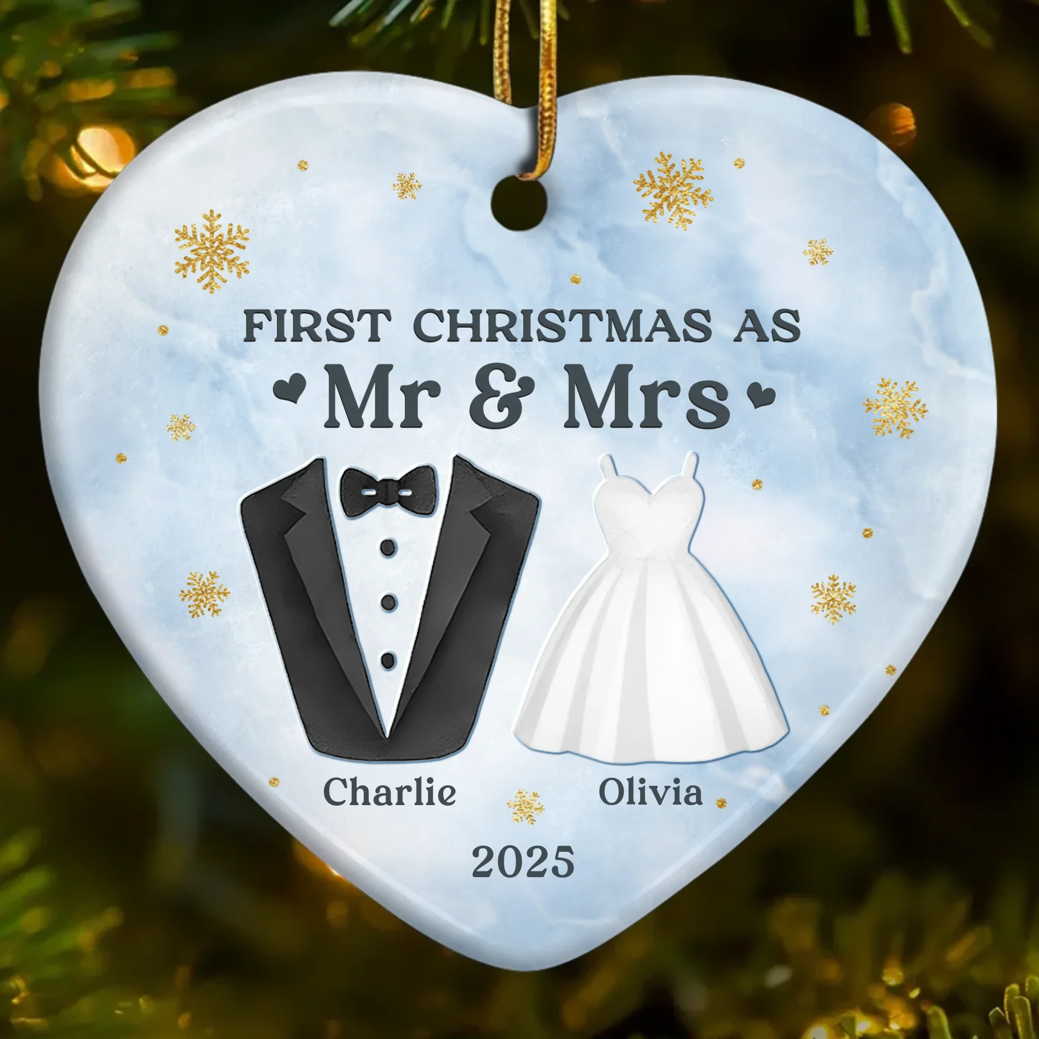 Custom Ceramic Ornament - Personalized Anniversary Christmas Wedding Gifts For Husband And Wife, Him And Her - Our First Chapter As One - Image 2