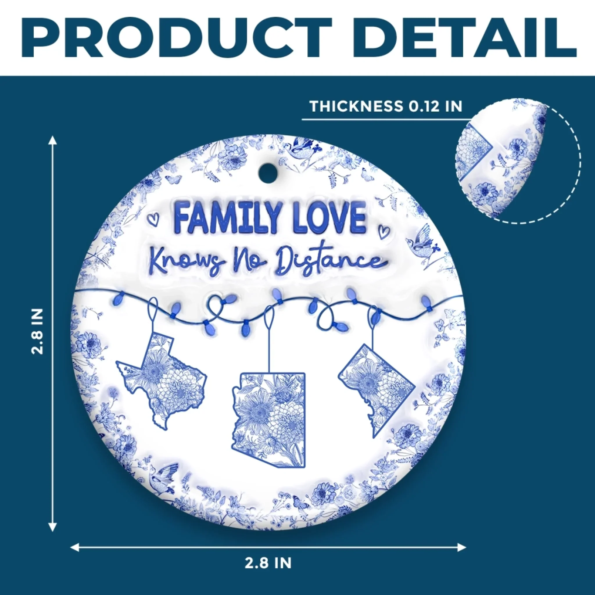 Custom Long Distance Ceramic Ornament - Personalized Christmas Birthday Gifts For Mom, Dad, Brother, Sister, Kids - Miles Apart But Always Close At Heart - Image 6