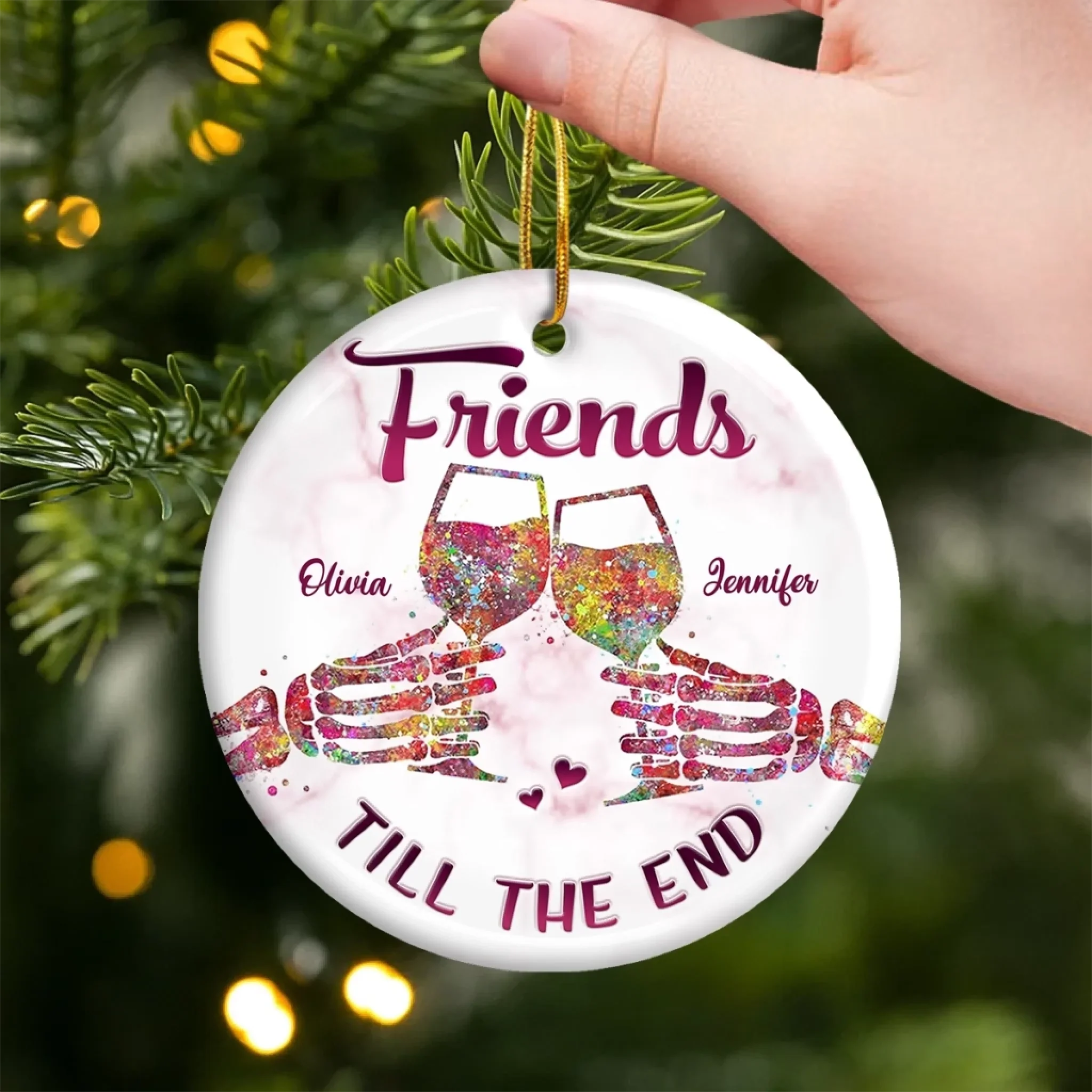Custom Ceramic Ornament - Personalized Best Friend Christmas Birthday Gifts For Women, Besties, Sisters, BFF - My Favorite Gift Is You - Image 3