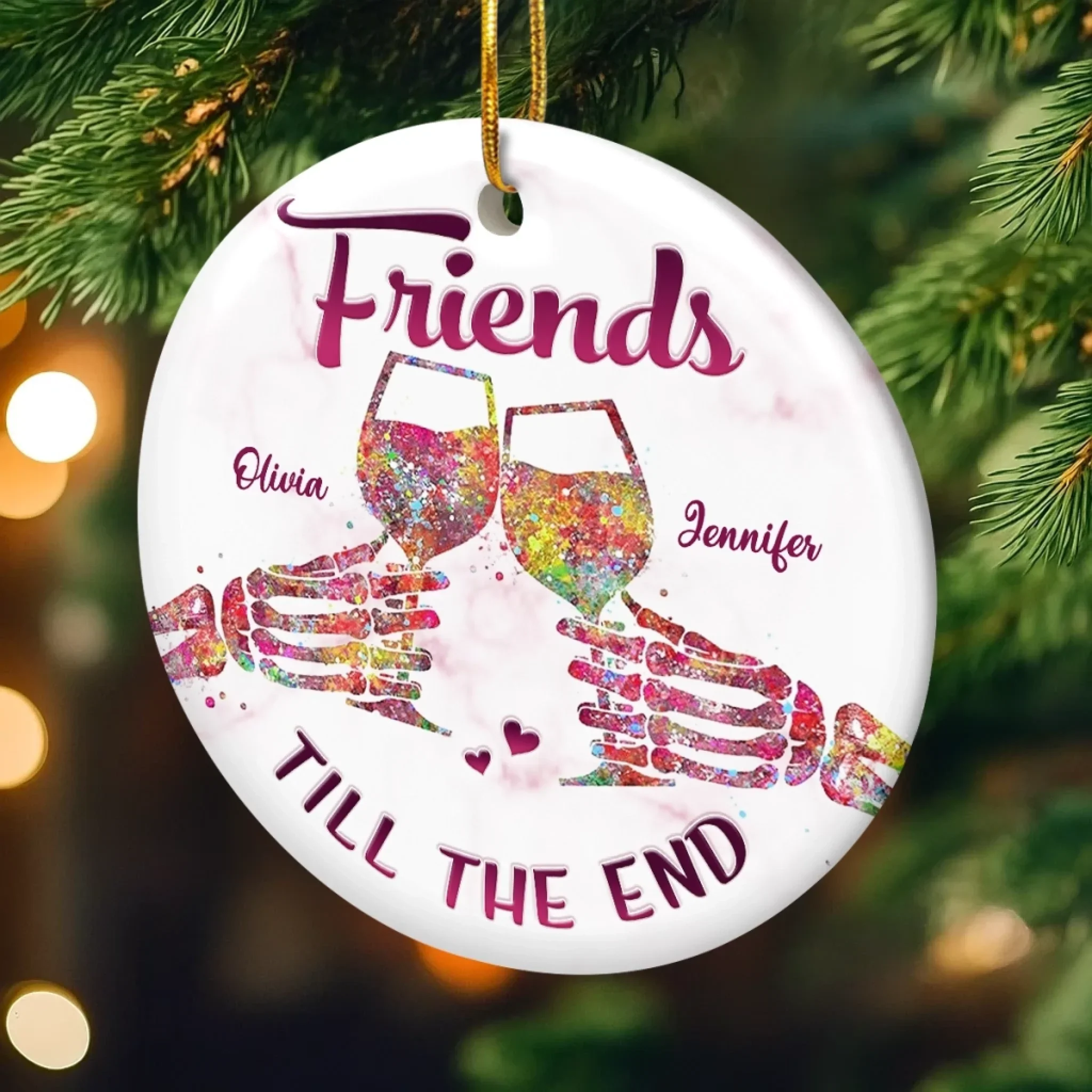 Custom Ceramic Ornament - Personalized Best Friend Christmas Birthday Gifts For Women, Besties, Sisters, BFF - My Favorite Gift Is You - Image 4