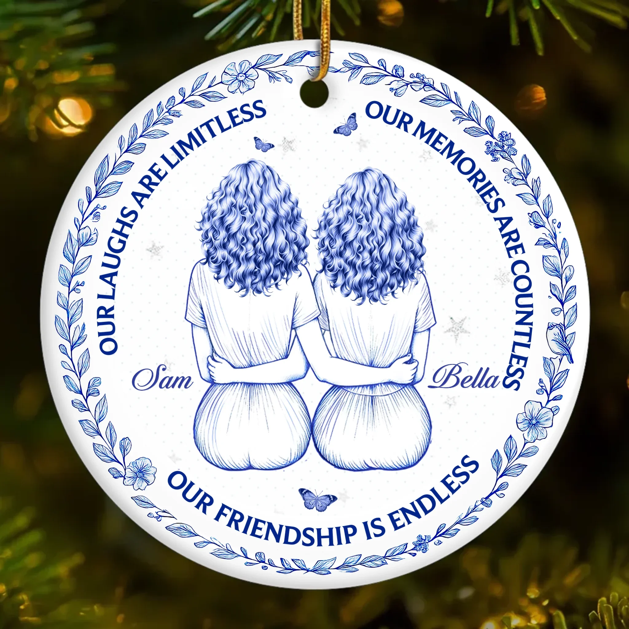 Custom Ceramic Ornament - Personalized Best Friend Christmas Birthday Gifts For Women, Besties, Sisters, BFF - Our Friendship Is Endless - Image 2