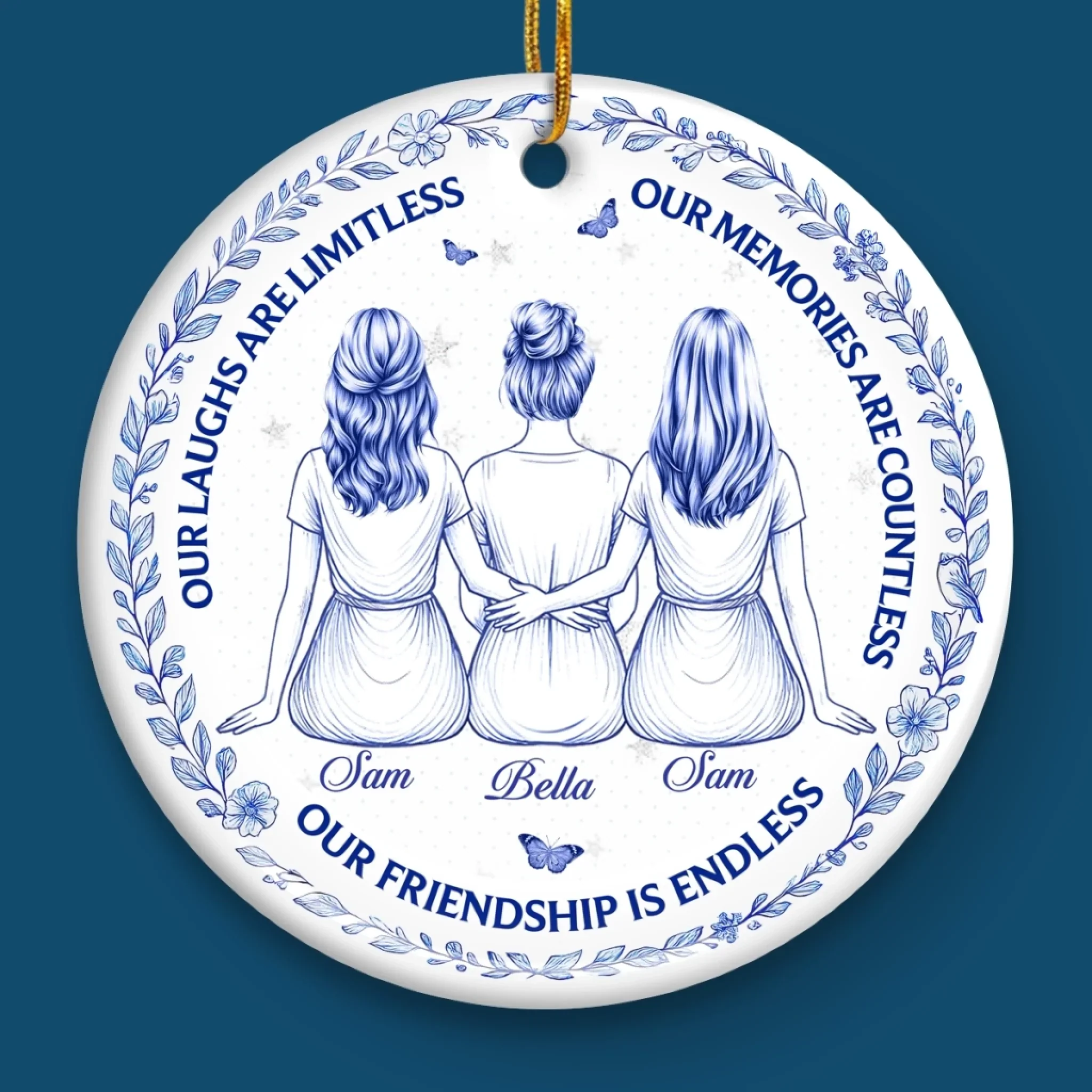 Custom Ceramic Ornament - Personalized Best Friend Christmas Birthday Gifts For Women, Besties, Sisters, BFF - Our Friendship Is Endless - Image 4