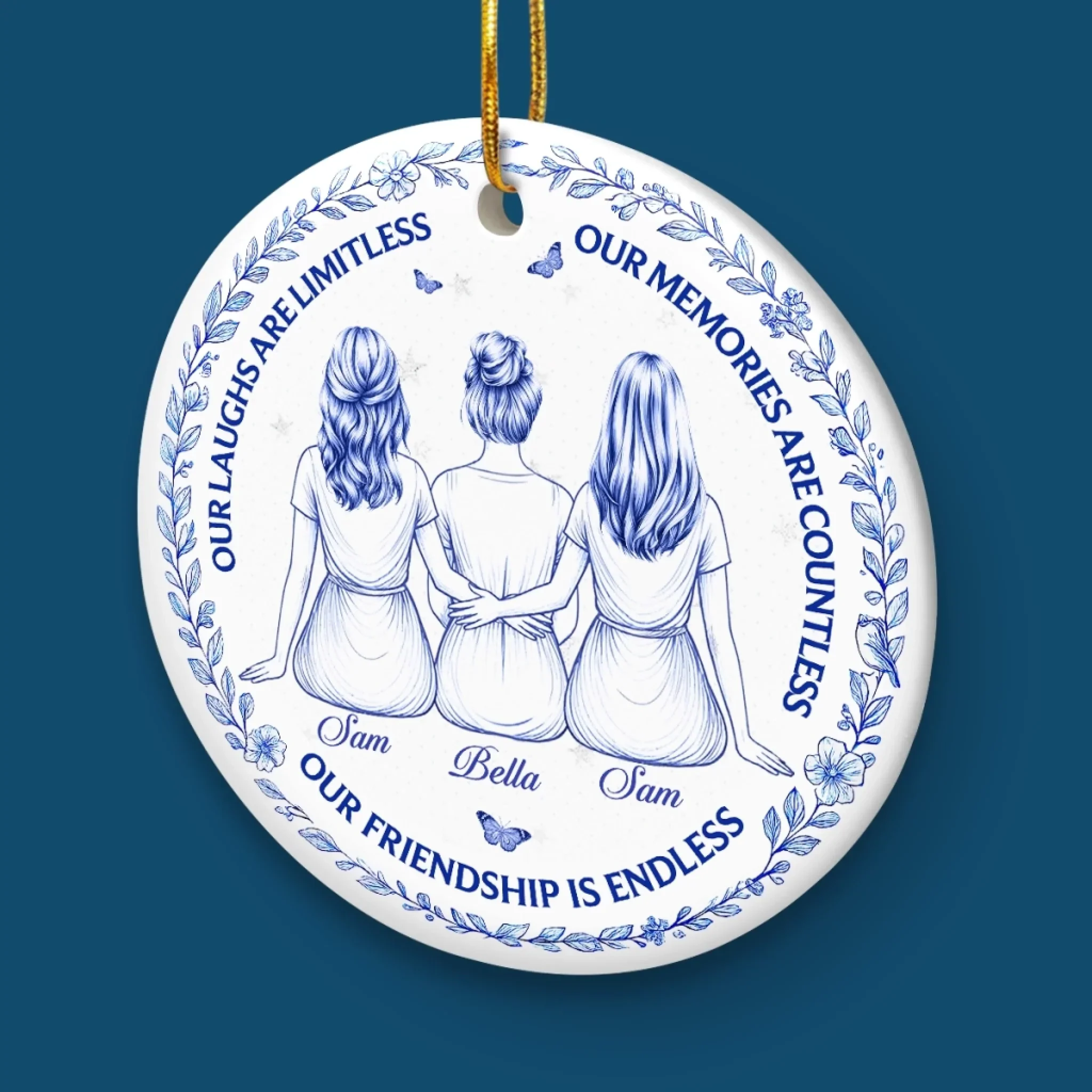 Custom Ceramic Ornament - Personalized Best Friend Christmas Birthday Gifts For Women, Besties, Sisters, BFF - Our Friendship Is Endless - Image 5