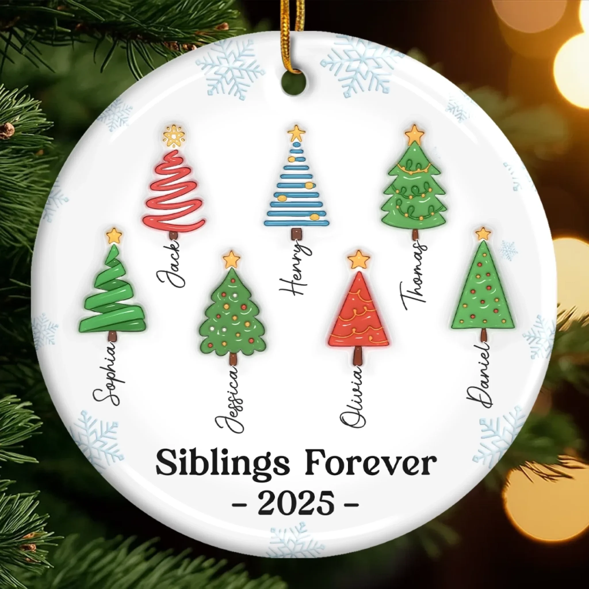 Custom Ceramic Ornament - Personalized Christmas Birthday Gifts For Brother, Sister - Magic Begins Under Here