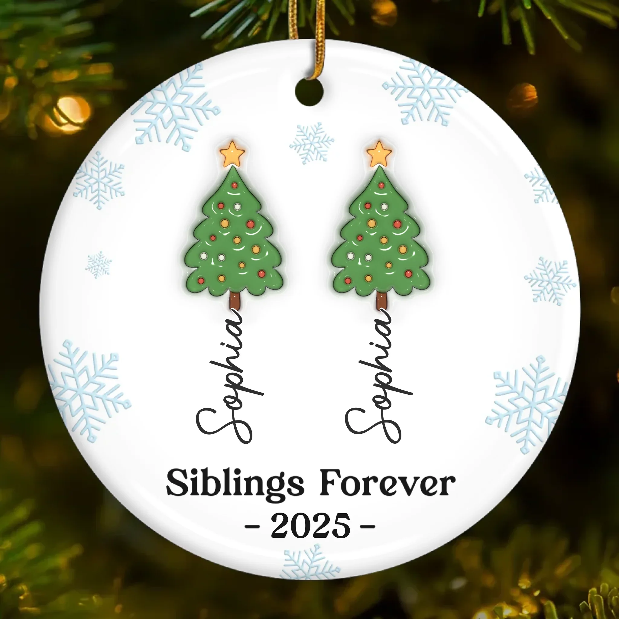 Custom Ceramic Ornament - Personalized Christmas Birthday Gifts For Brother, Sister - Magic Begins Under Here - Image 2