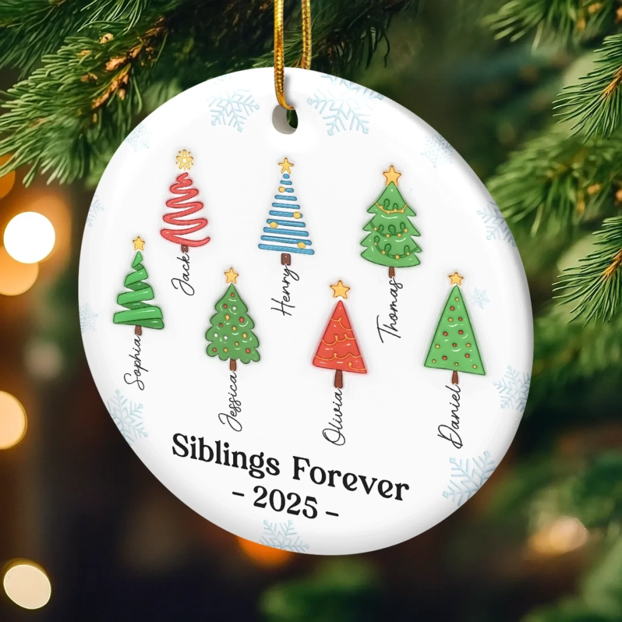 Custom Ceramic Ornament - Personalized Christmas Birthday Gifts For Brother, Sister - Magic Begins Under Here - Image 3