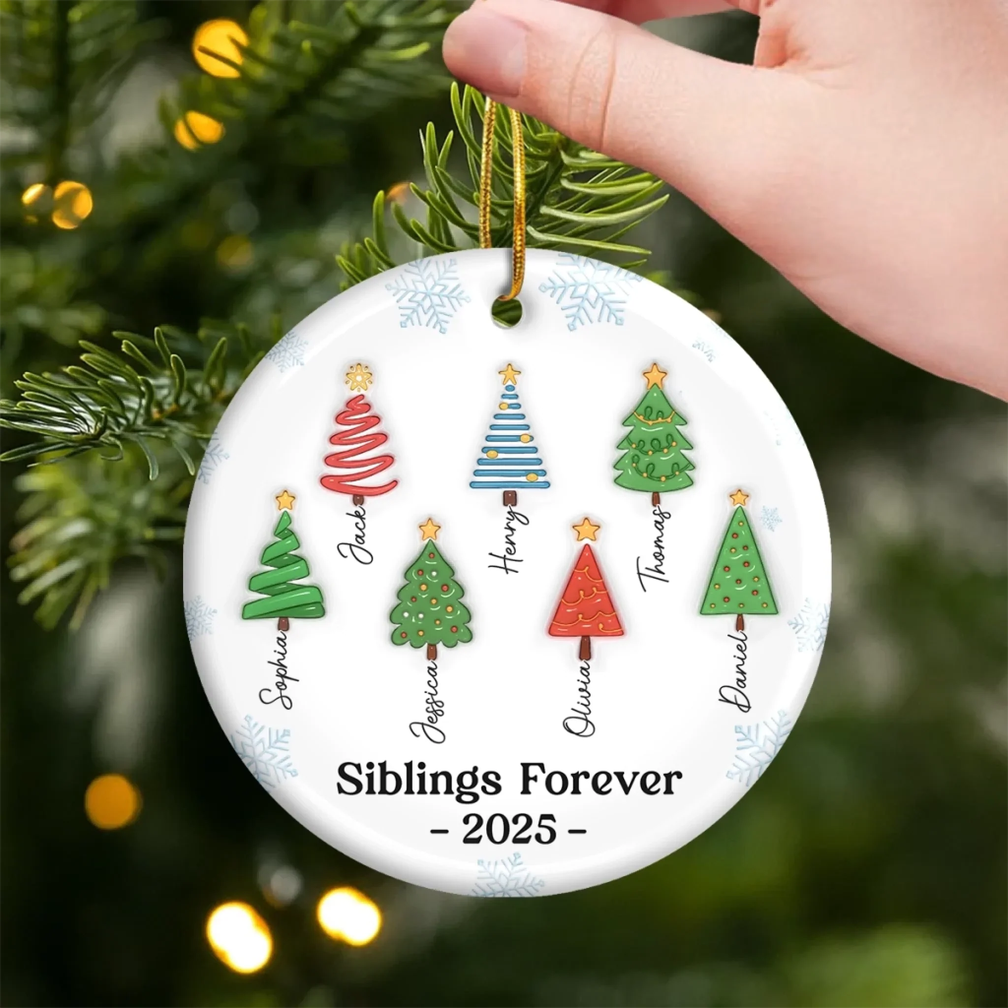 Custom Ceramic Ornament - Personalized Christmas Birthday Gifts For Brother, Sister - Magic Begins Under Here - Image 4