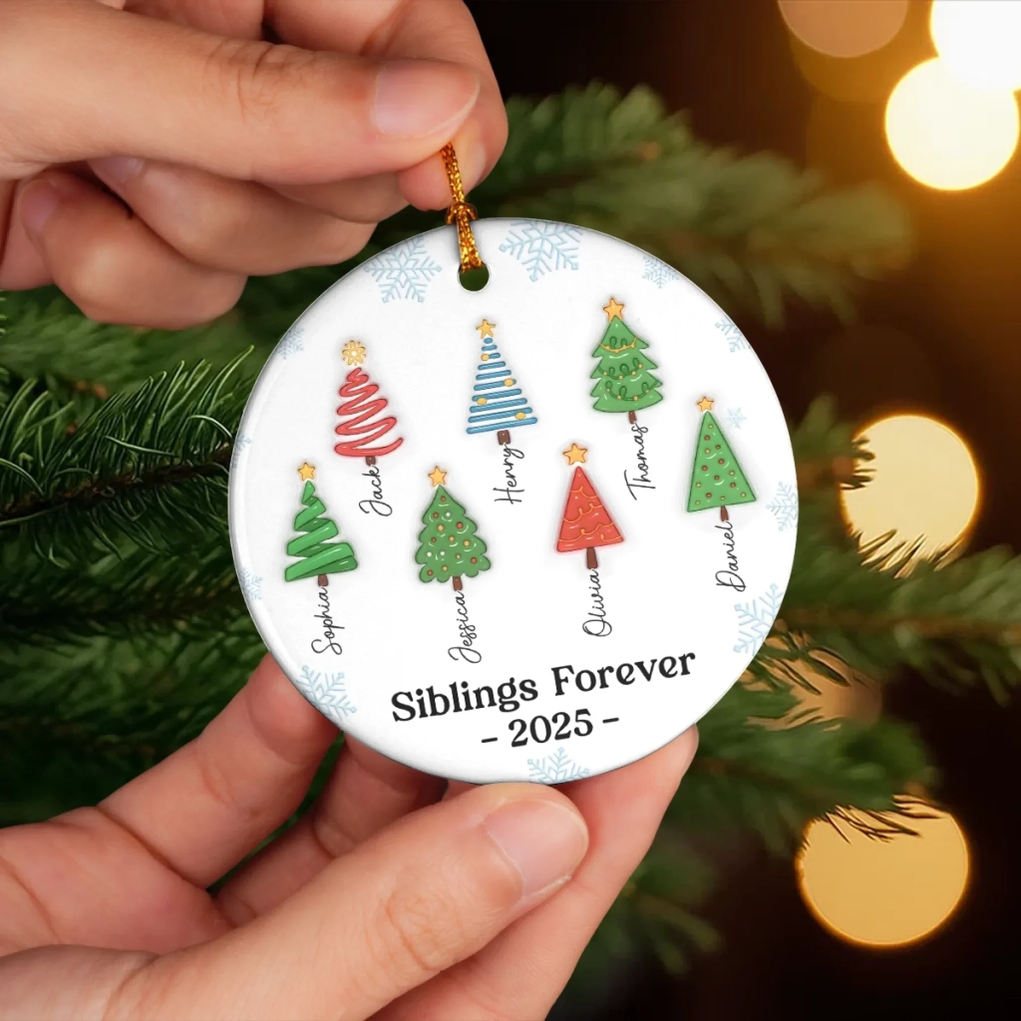 Custom Ceramic Ornament - Personalized Christmas Birthday Gifts For Brother, Sister - Magic Begins Under Here - Image 5