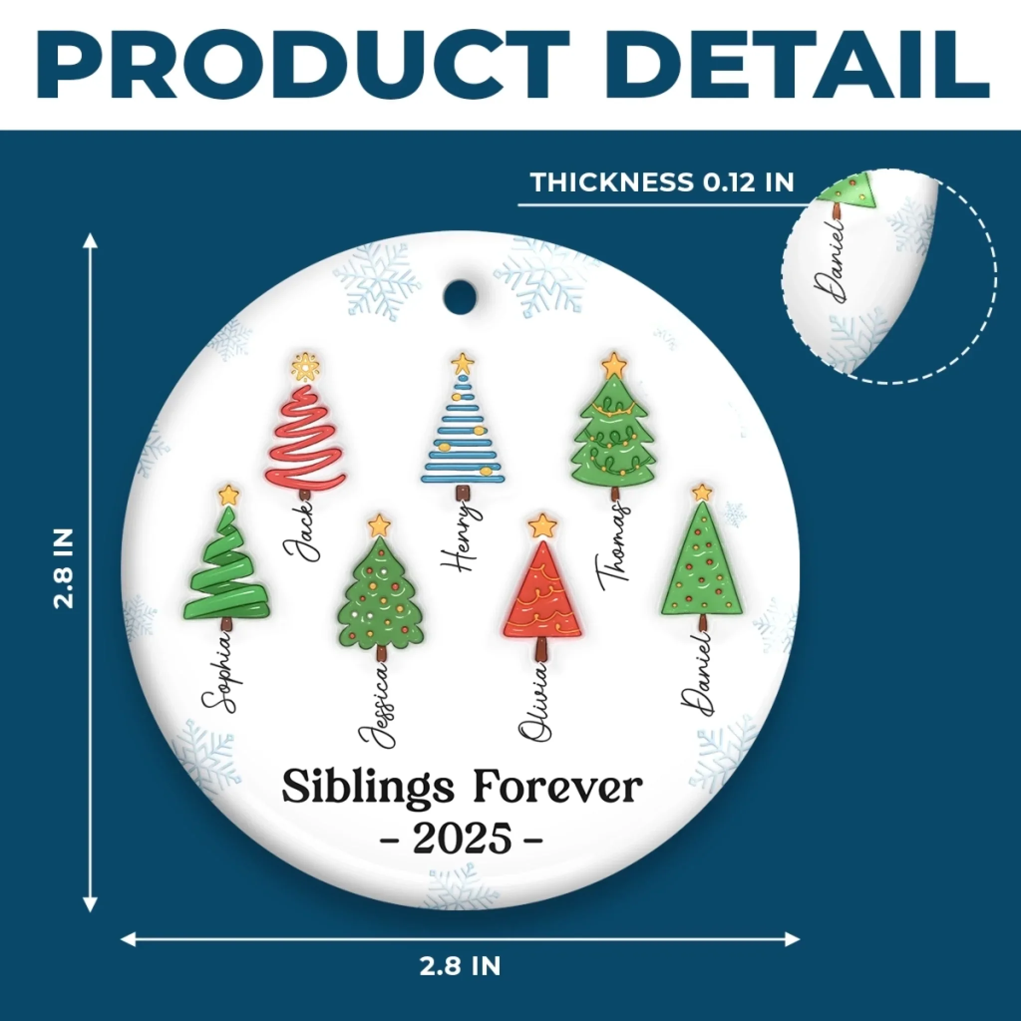 Custom Ceramic Ornament - Personalized Christmas Birthday Gifts For Brother, Sister - Magic Begins Under Here - Image 6