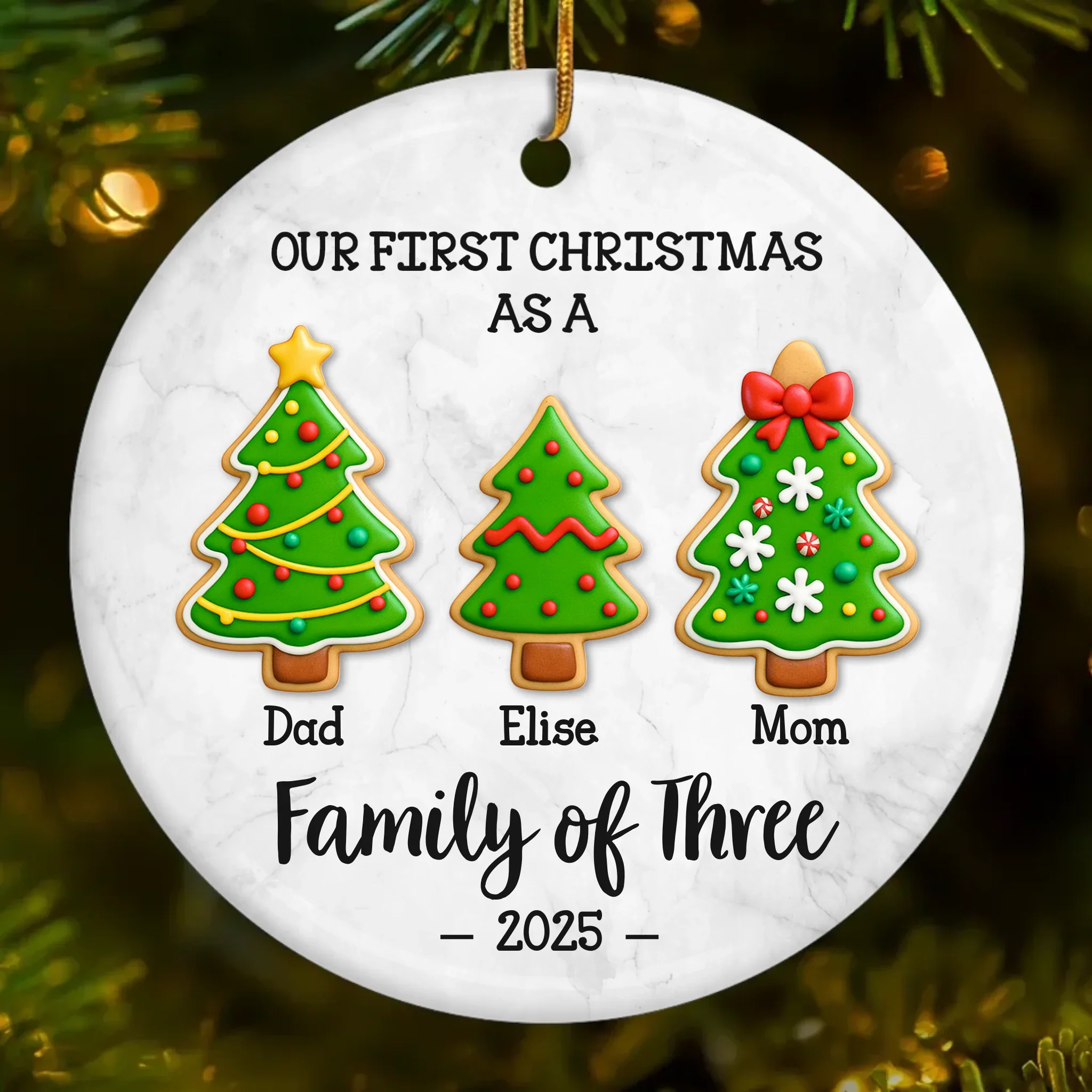 Custom Ceramic Ornament - Personalized Christmas Birthday Gifts For Mom, Dad, Kids - First Christmas With Our Little One - Image 2