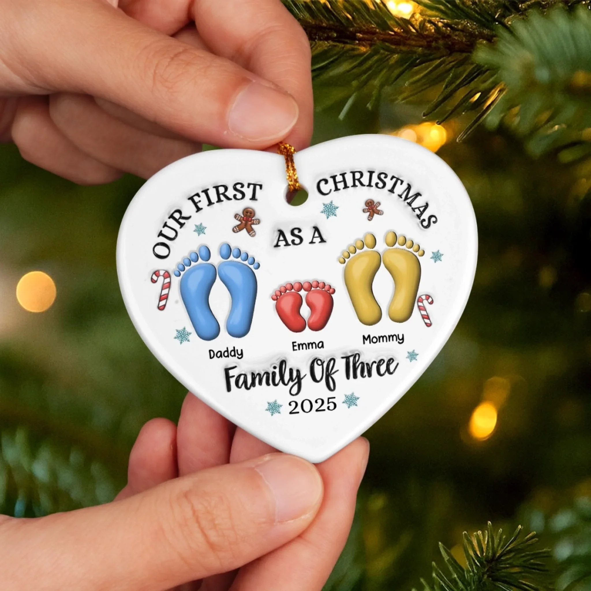 Custom Ceramic Ornament - Personalized Christmas Birthday Gifts For Mom, Dad, Kids - Together We Are Stronger - Image 5