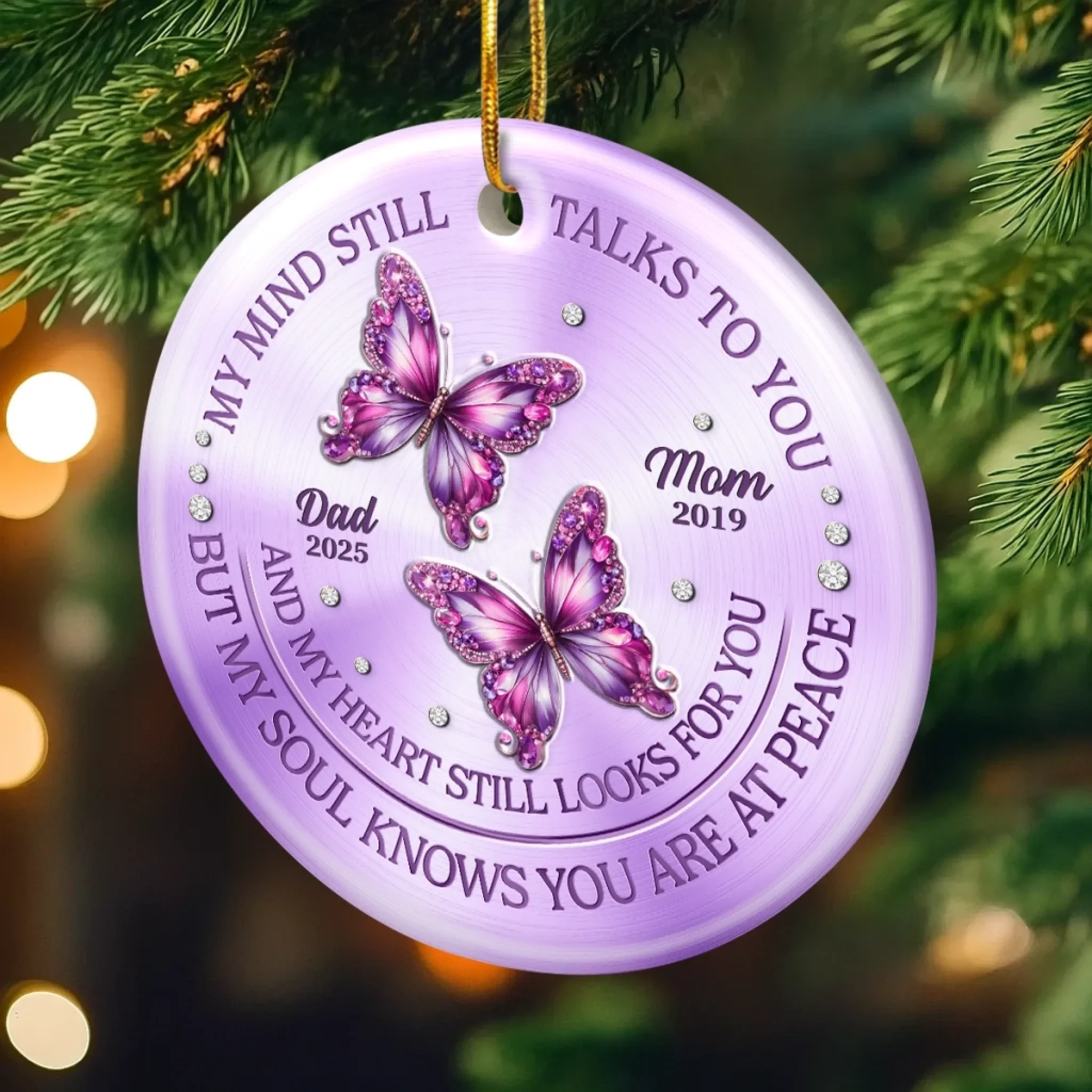 Custom Ceramic Ornament - Personalized Christmas Memorial Sympathy Gifts For Loss Of Mom, Dad - Watching Over Us Still - Image 4