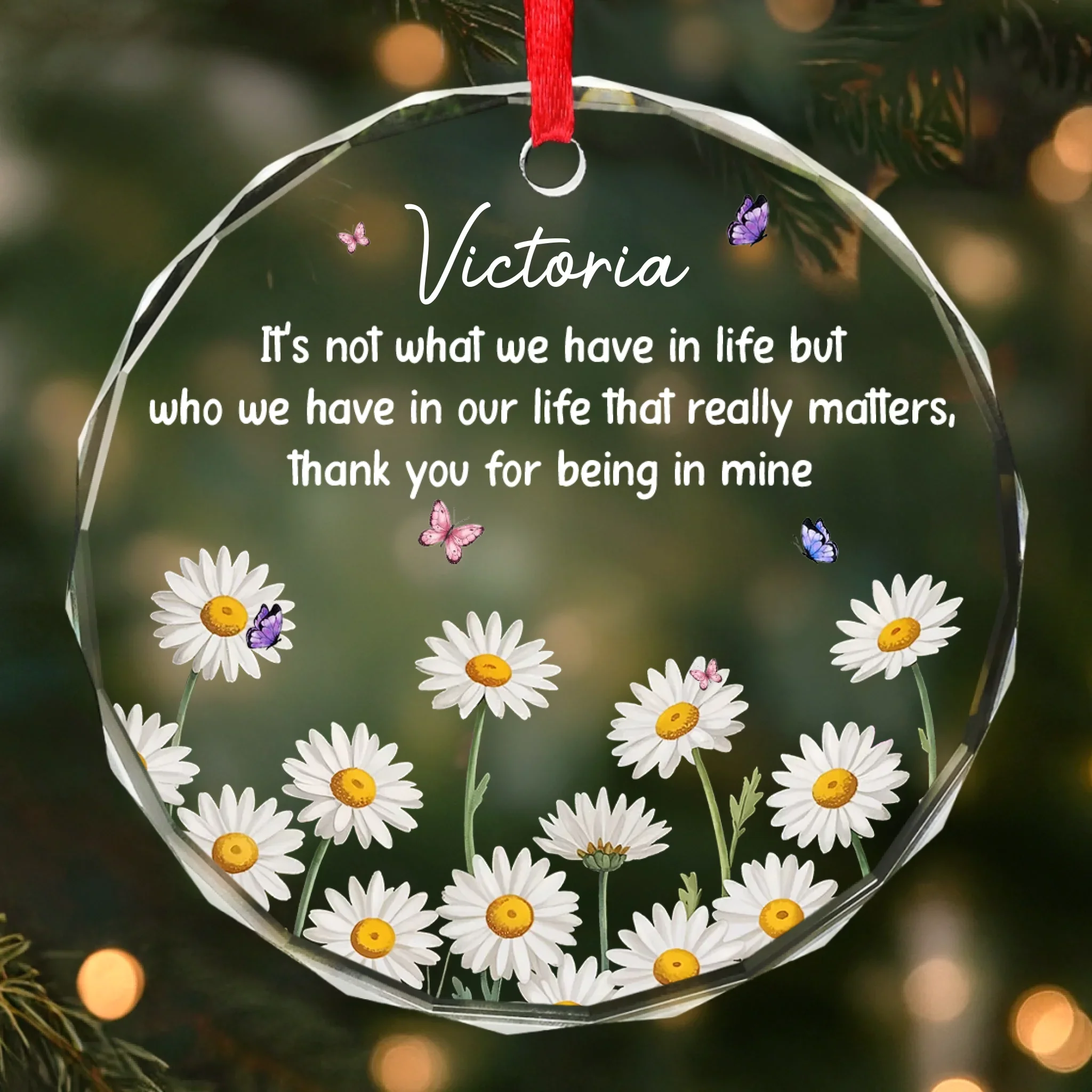 Custom Circle Glass Ornament - Personalized Best Friend Christmas Birthday Gifts For Women, Besties, Sisters, BFF - Bestie Season Is Every Season - Image 2