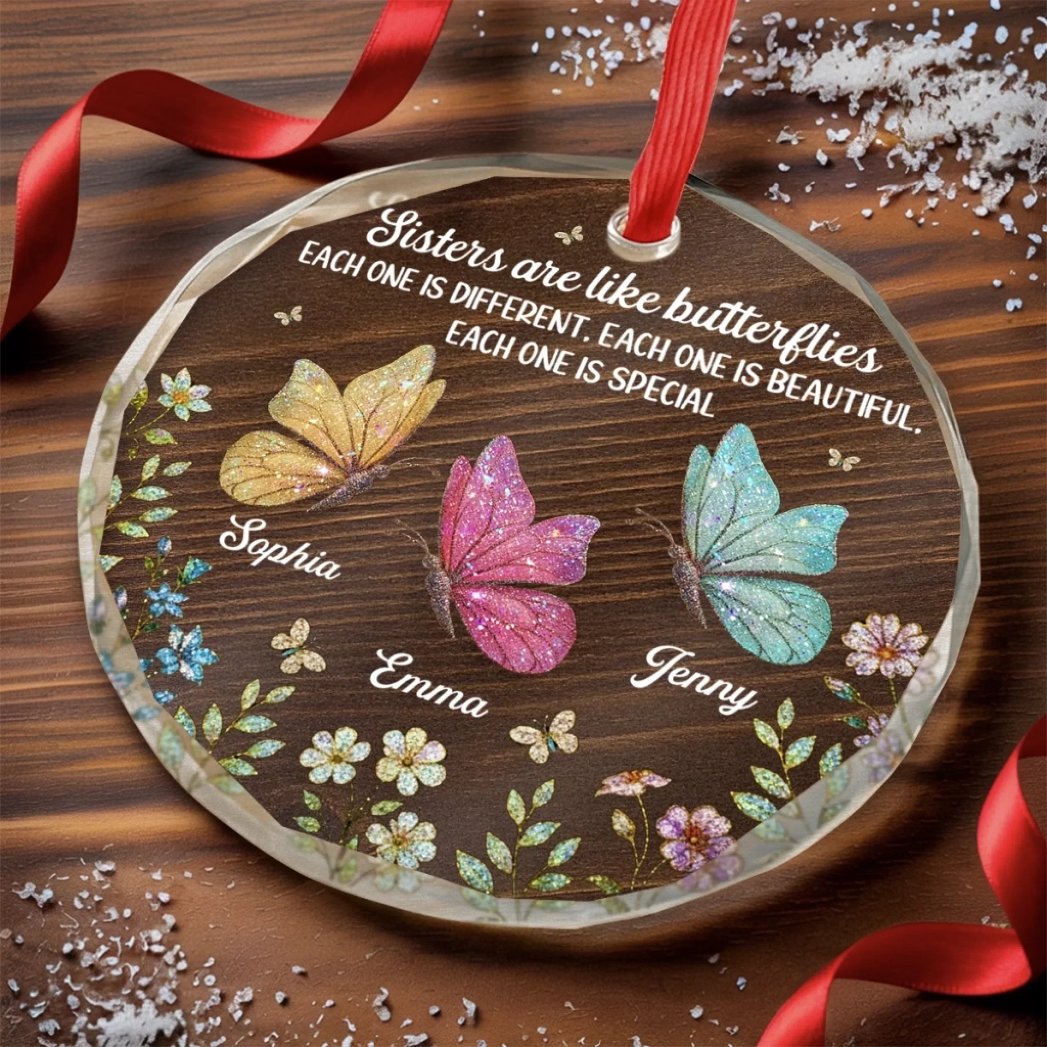 Custom Circle Glass Ornament - Personalized Best Friend Christmas Birthday Gifts For Women, Besties, Sisters, BFF - Besties Brighten Every Day - Image 3
