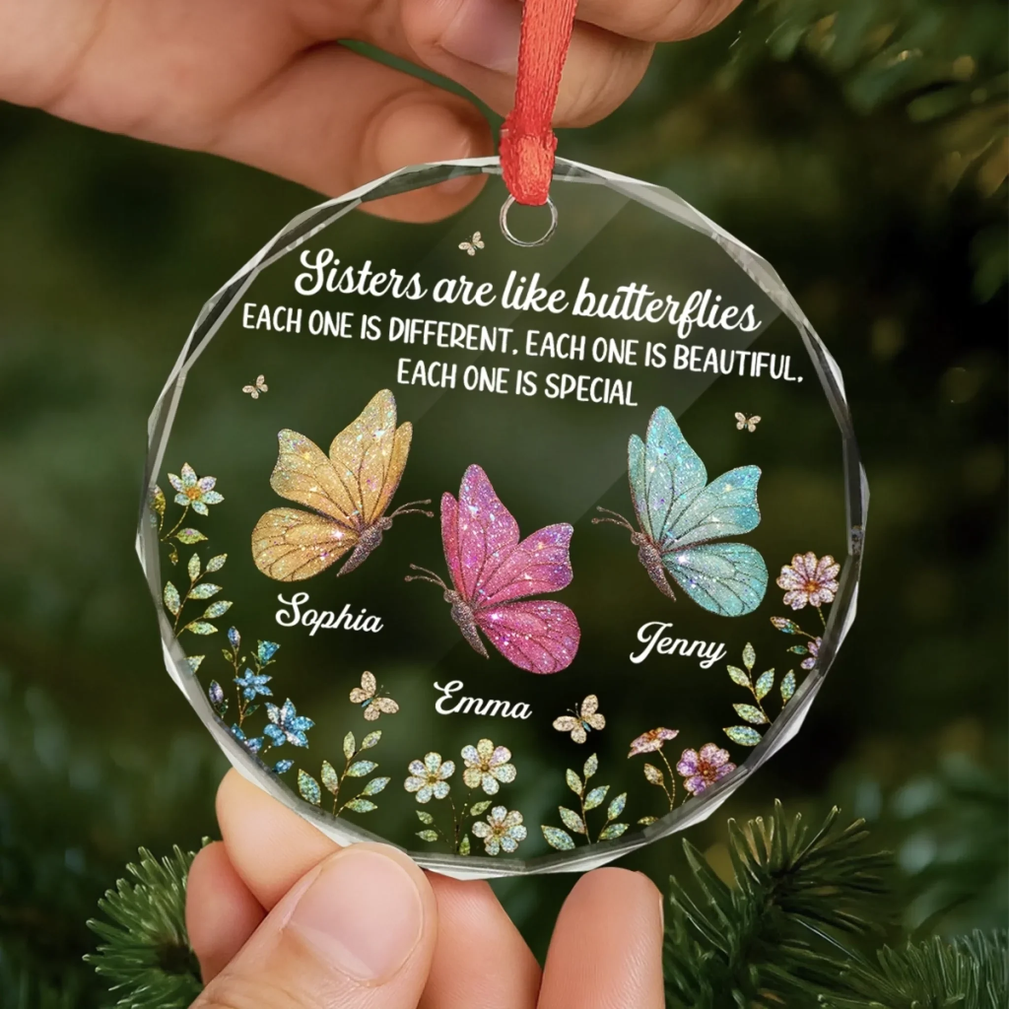 Custom Circle Glass Ornament - Personalized Best Friend Christmas Birthday Gifts For Women, Besties, Sisters, BFF - Besties Brighten Every Day - Image 5