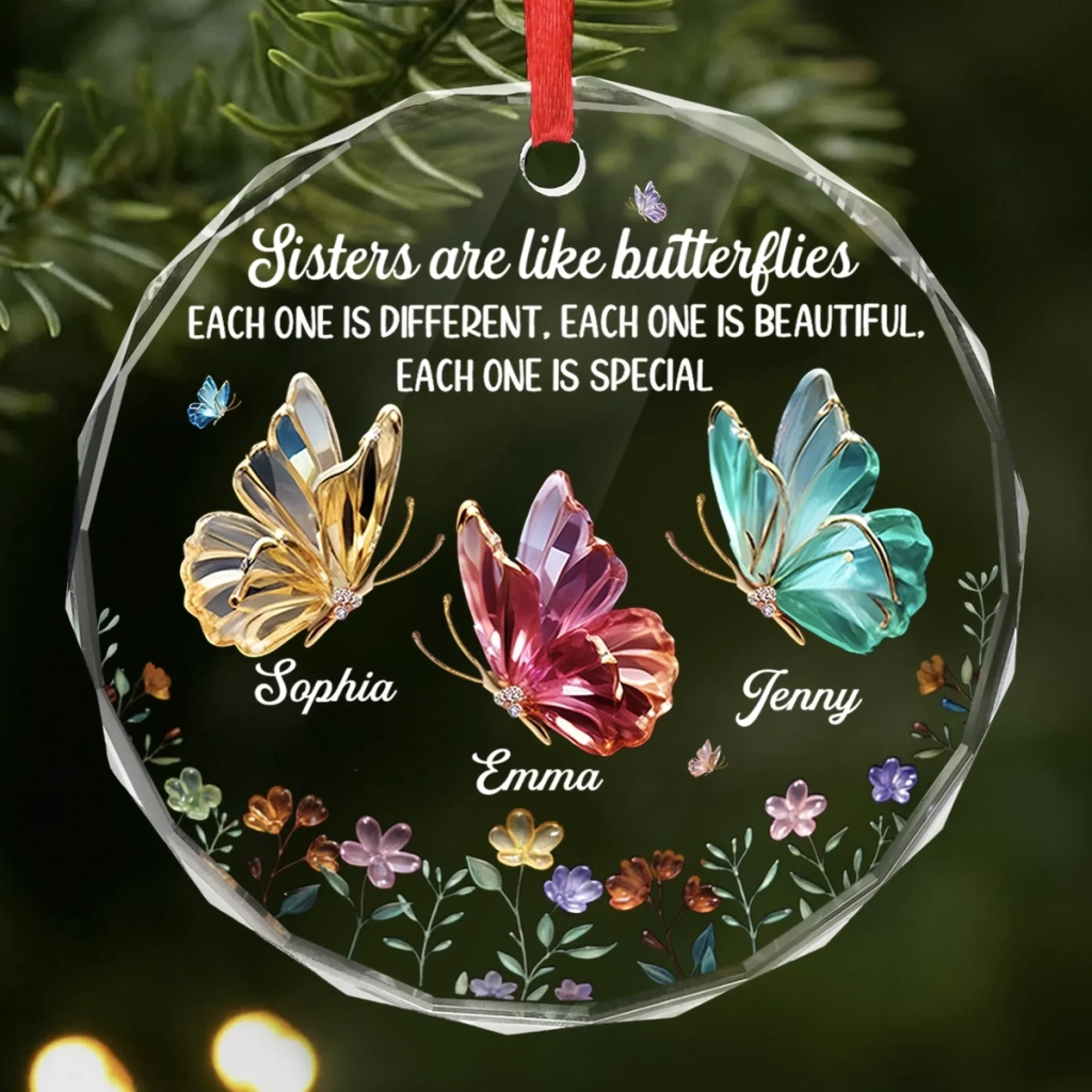 Custom Circle Glass Ornament - Personalized Best Friend Christmas Birthday Gifts For Women, Besties, Sisters, BFF - Forever Grateful For Our Friendship