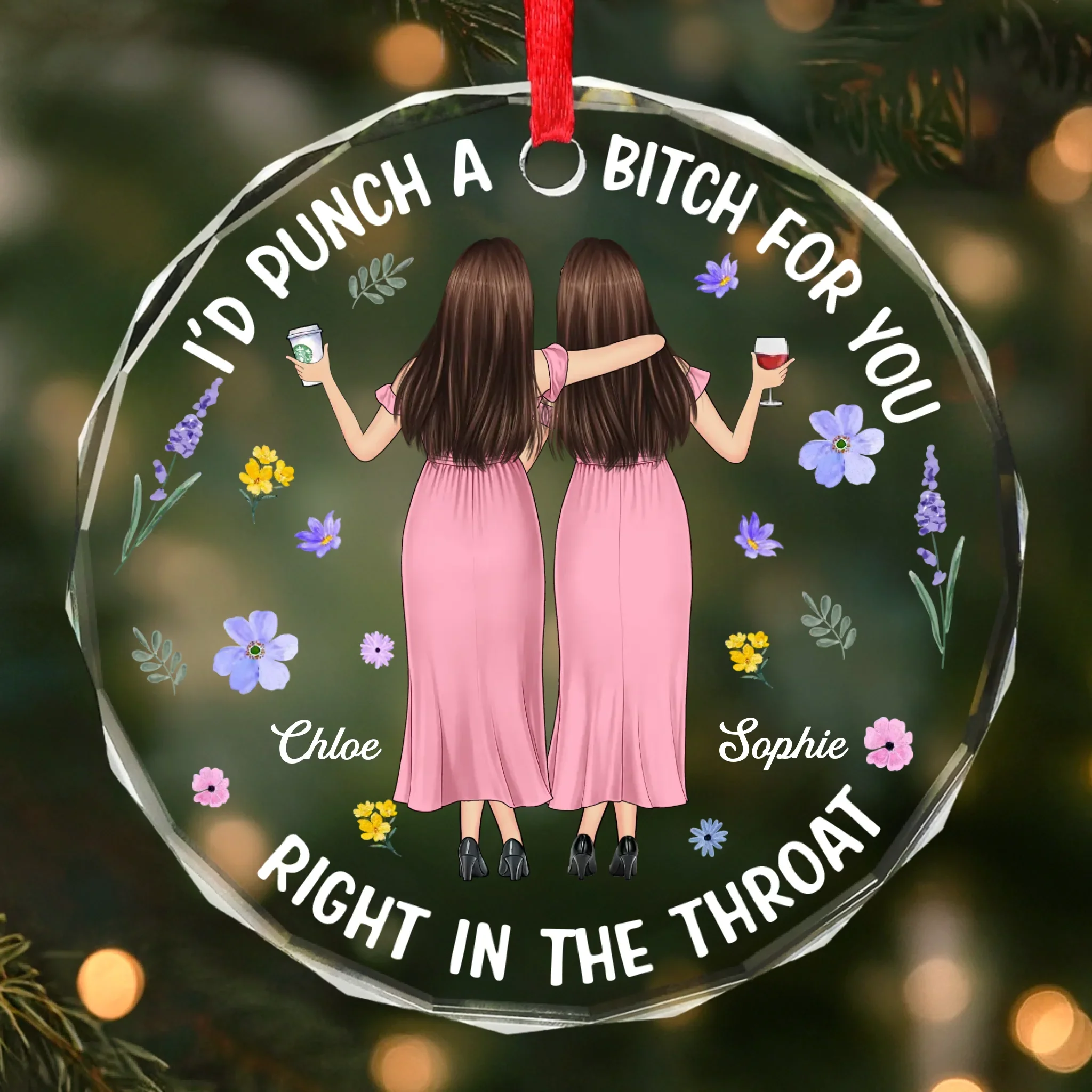 Custom Circle Glass Ornament - Personalized Best Friend Christmas Birthday Gifts For Women, Besties, Sisters, BFF - Found My Kind Of Crazy - Image 2