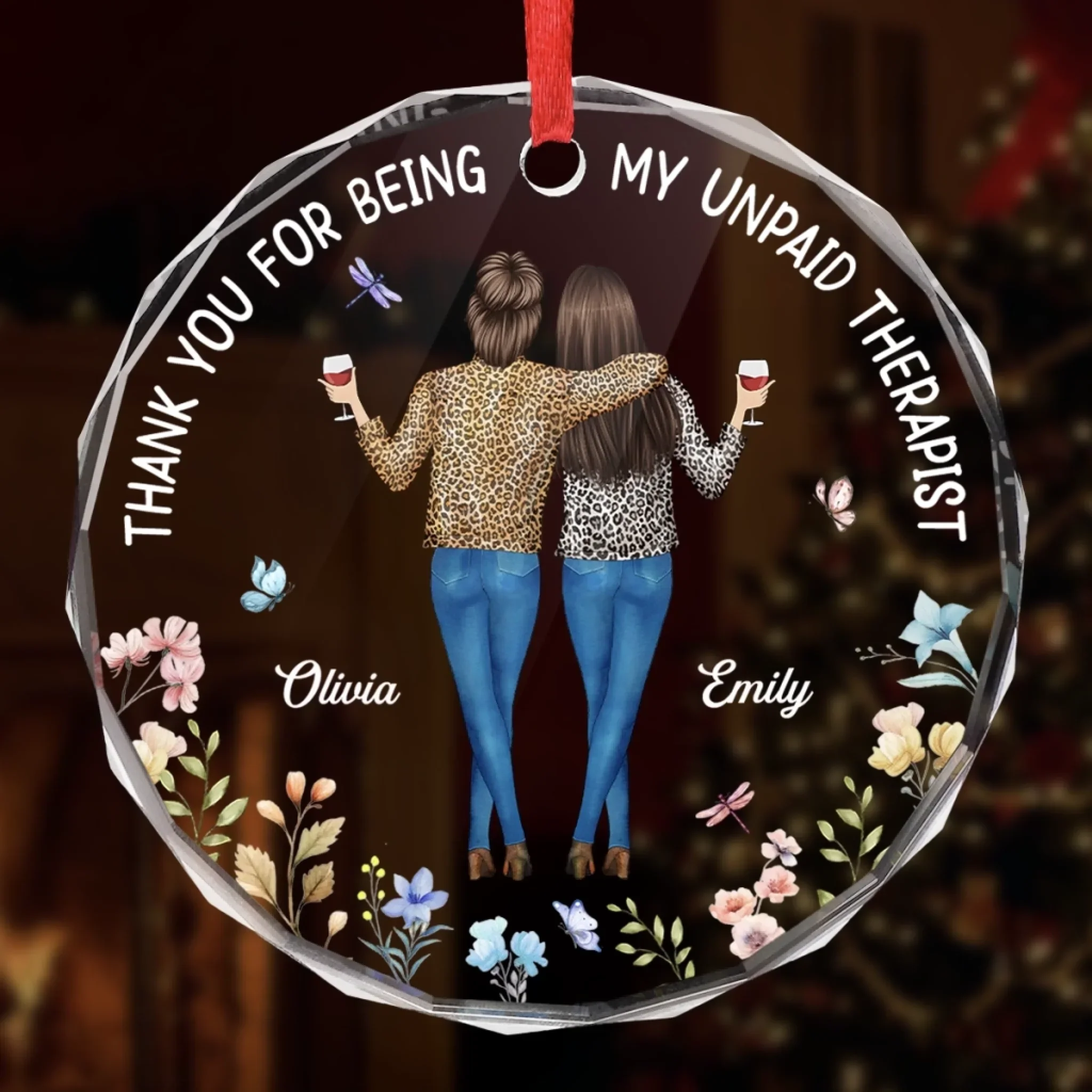 Custom Circle Glass Ornament - Personalized Best Friend Christmas Birthday Gifts For Women, Besties, Sisters, BFF - You Are My Shining Soul - Image 4
