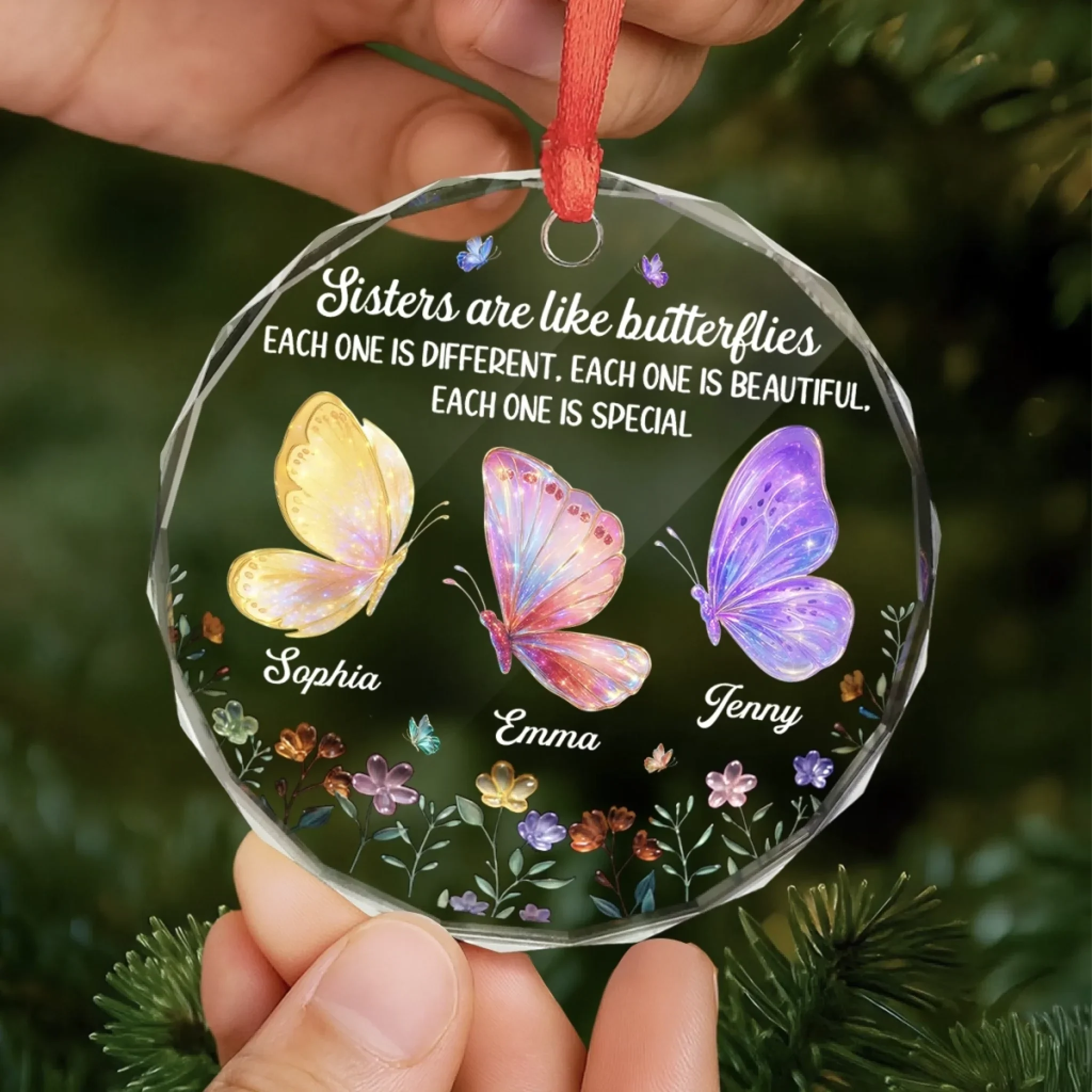 Custom Circle Glass Ornament - Personalized Best Friend Christmas Birthday Gifts For Women, Besties, Sisters, BFF - You Make My World Loud - Image 5