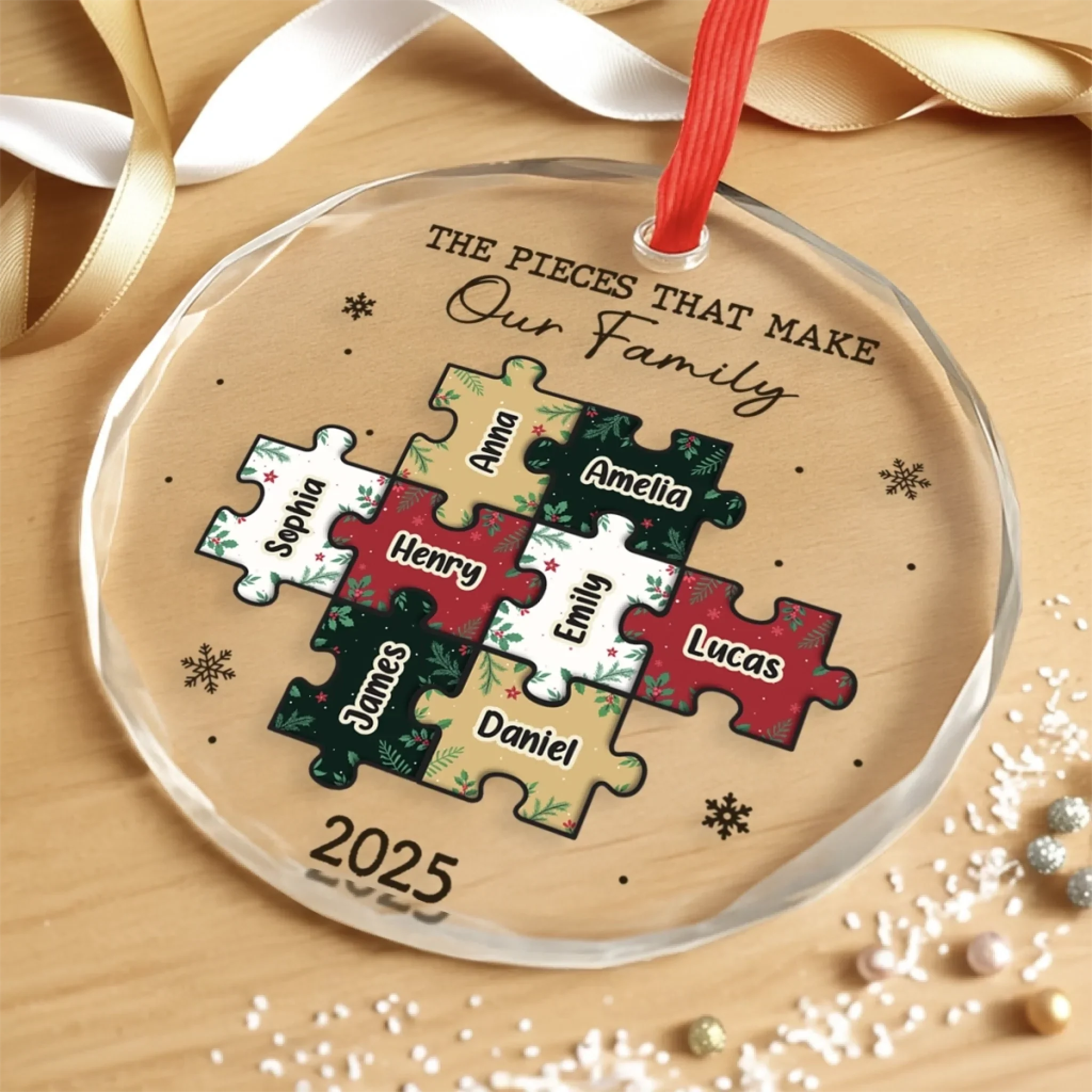 Custom Circle Glass Ornament - Personalized Christmas Birthday Gifts For Mom, Dad, Brother, Sister, Kids - Where Love Stays Forever - Image 3