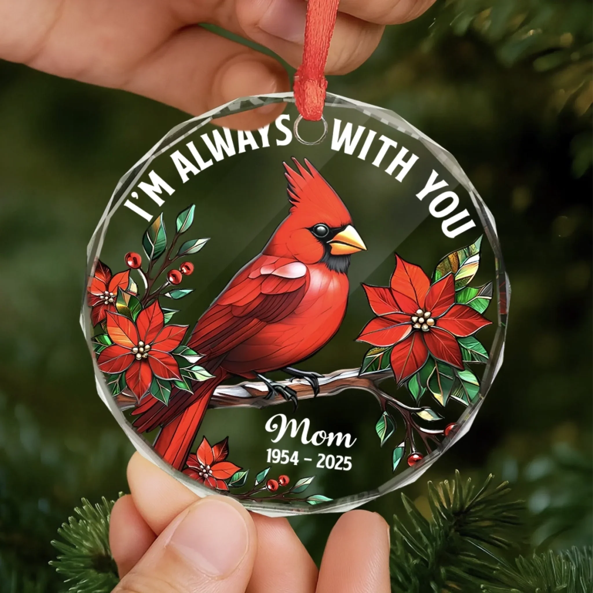 Custom Circle Glass Ornament - Personalized Christmas Memorial Sympathy Gifts For Loss Of Mom, Dad - In Spirit, Always Near - Image 5