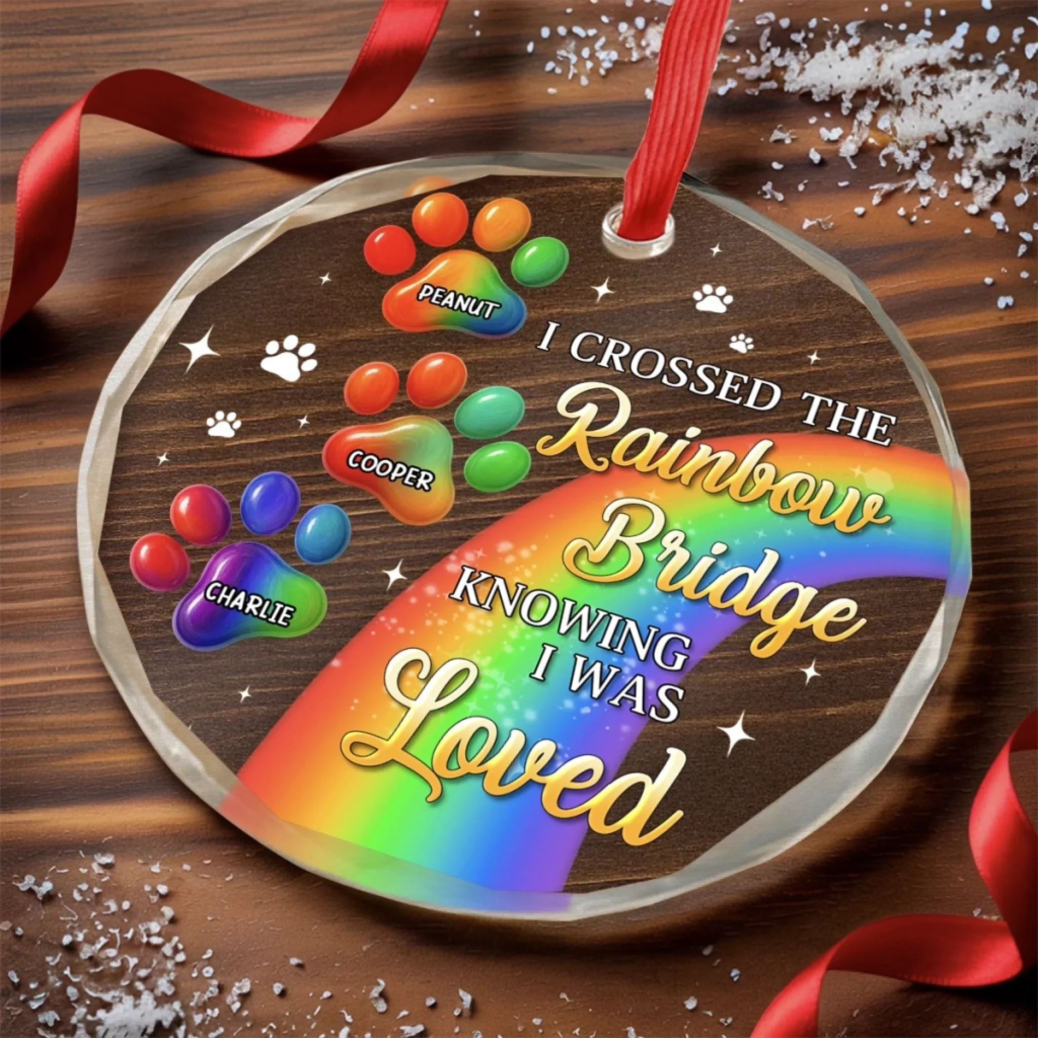 Custom Circle Glass Ornament - Personalized Pet Christmas Memorial Sympathy Gifts For Dogs, Cats - Furever Loved And Missed - Image 3