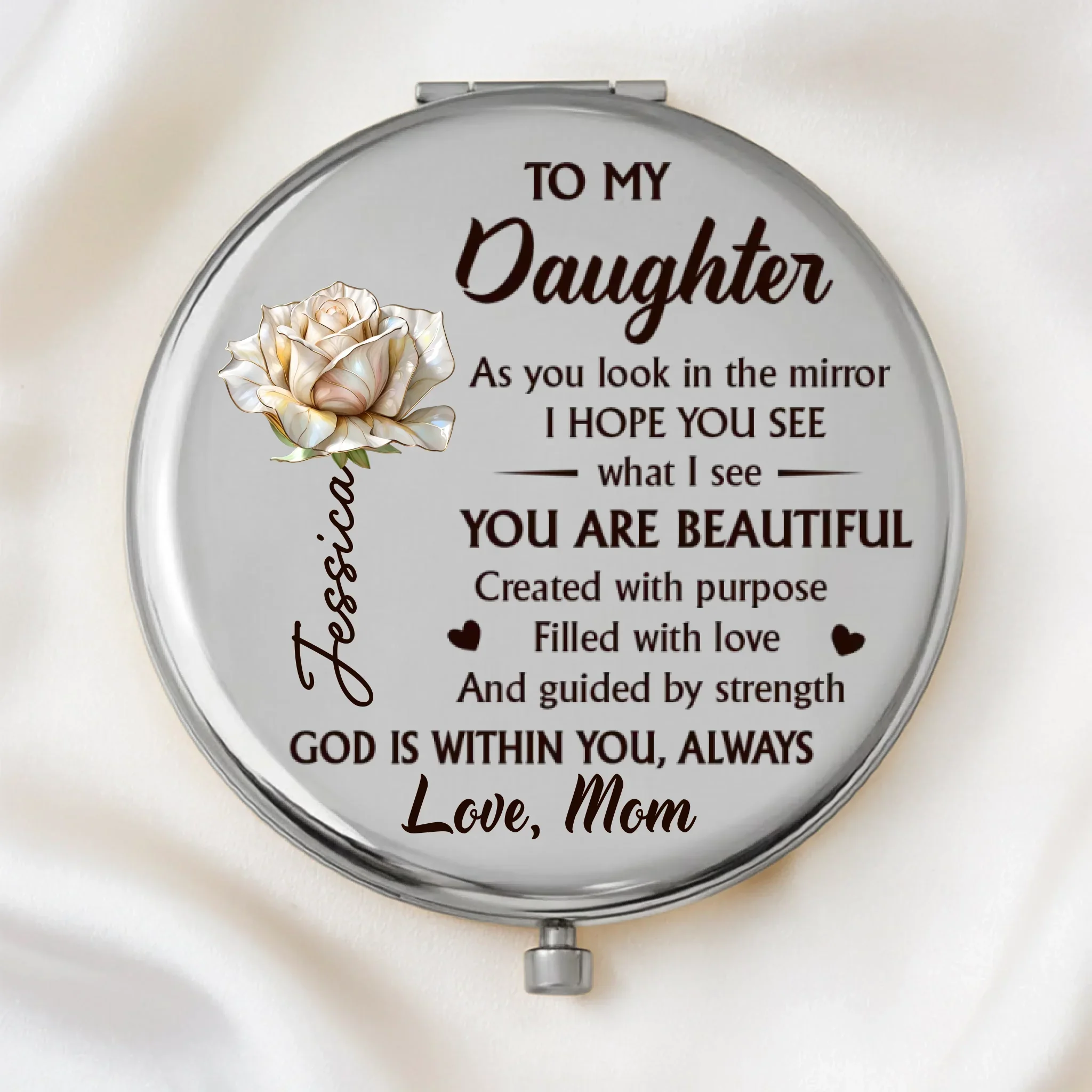 Custom Compact Mirror - Personalized Birthday Gifts For Daughter, Granddaughter - Daughter Love Feels Like Home - Image 4