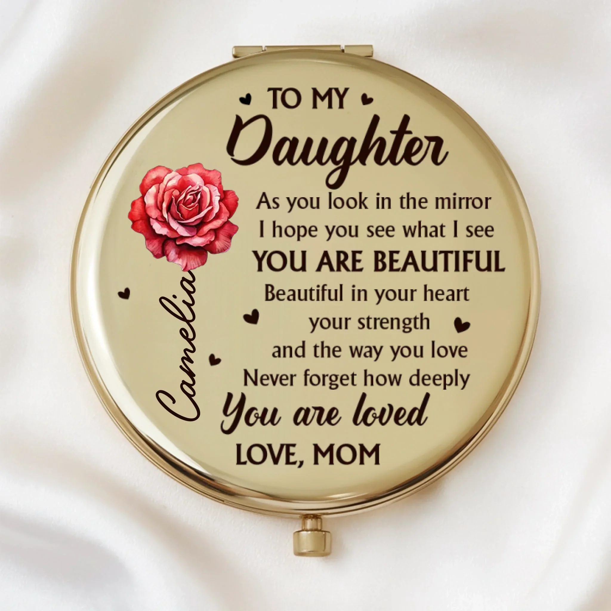 Custom Compact Mirror - Personalized Birthday Gifts For Daughter, Granddaughter - Forever Proud Of Daughter - Image 3