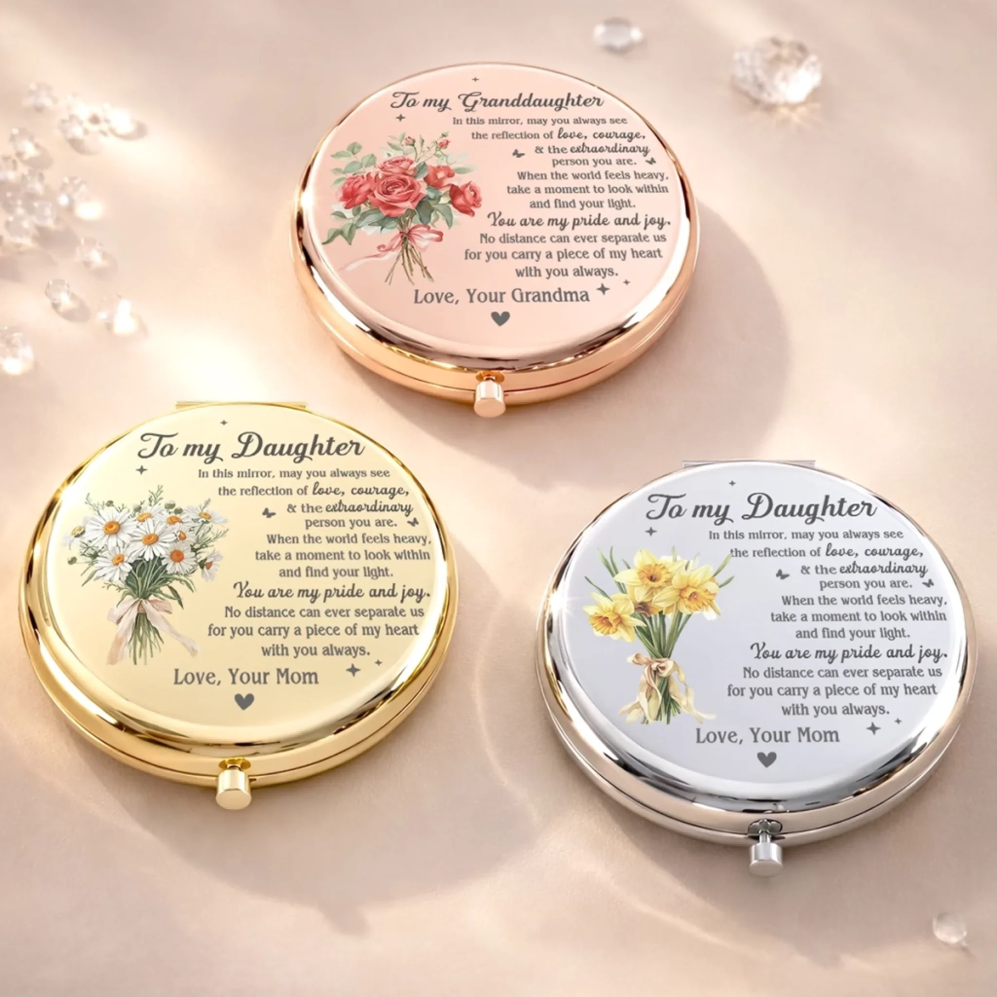 Custom Compact Mirror - Personalized Birthday Gifts For Daughter, Granddaughter - You Are My Pride And Joy - Image 6