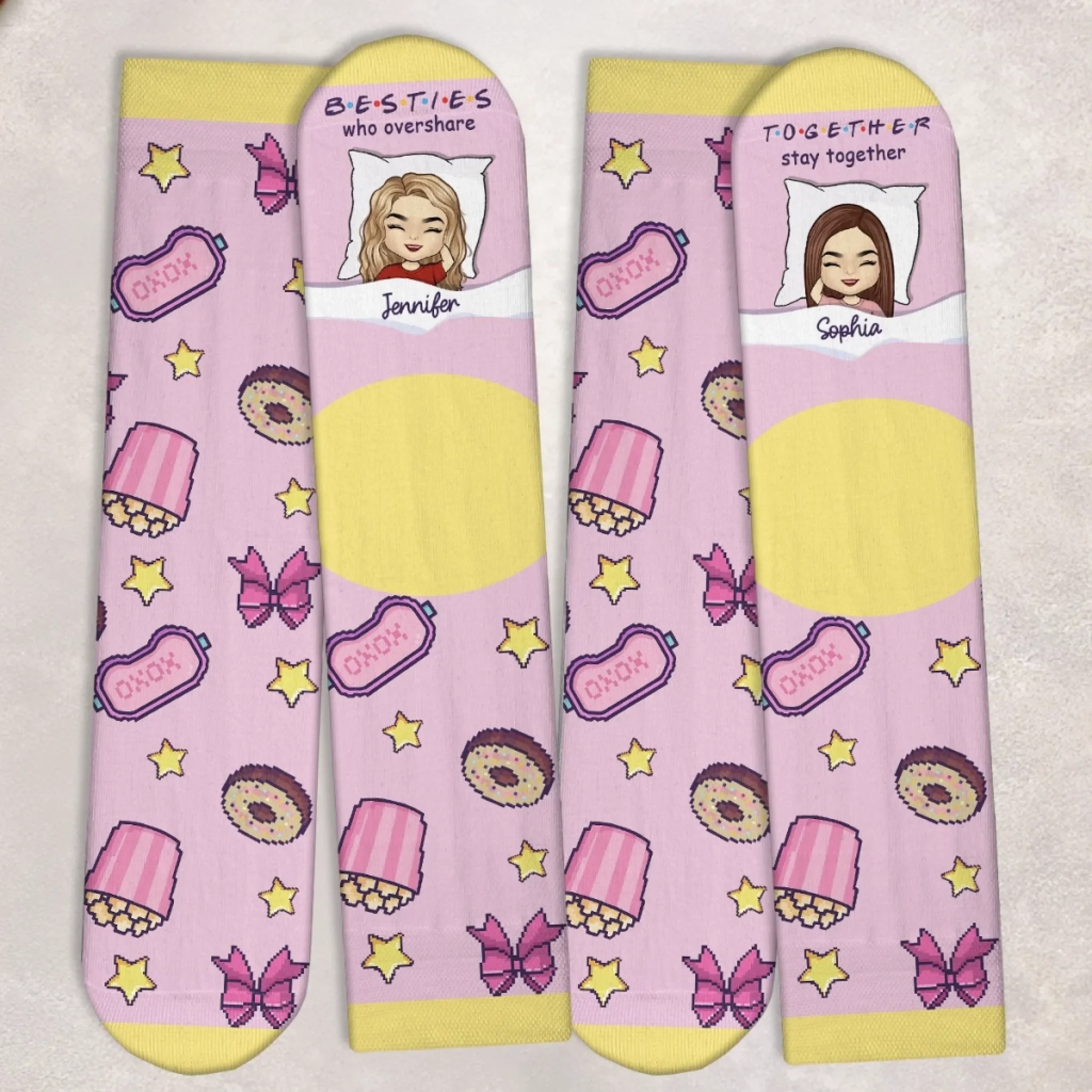 Custom Crew Socks - Personalized Best Friend Birthday Gifts For Women, Besties, Sisters, BFF - Besties With Zero Limits - Image 5
