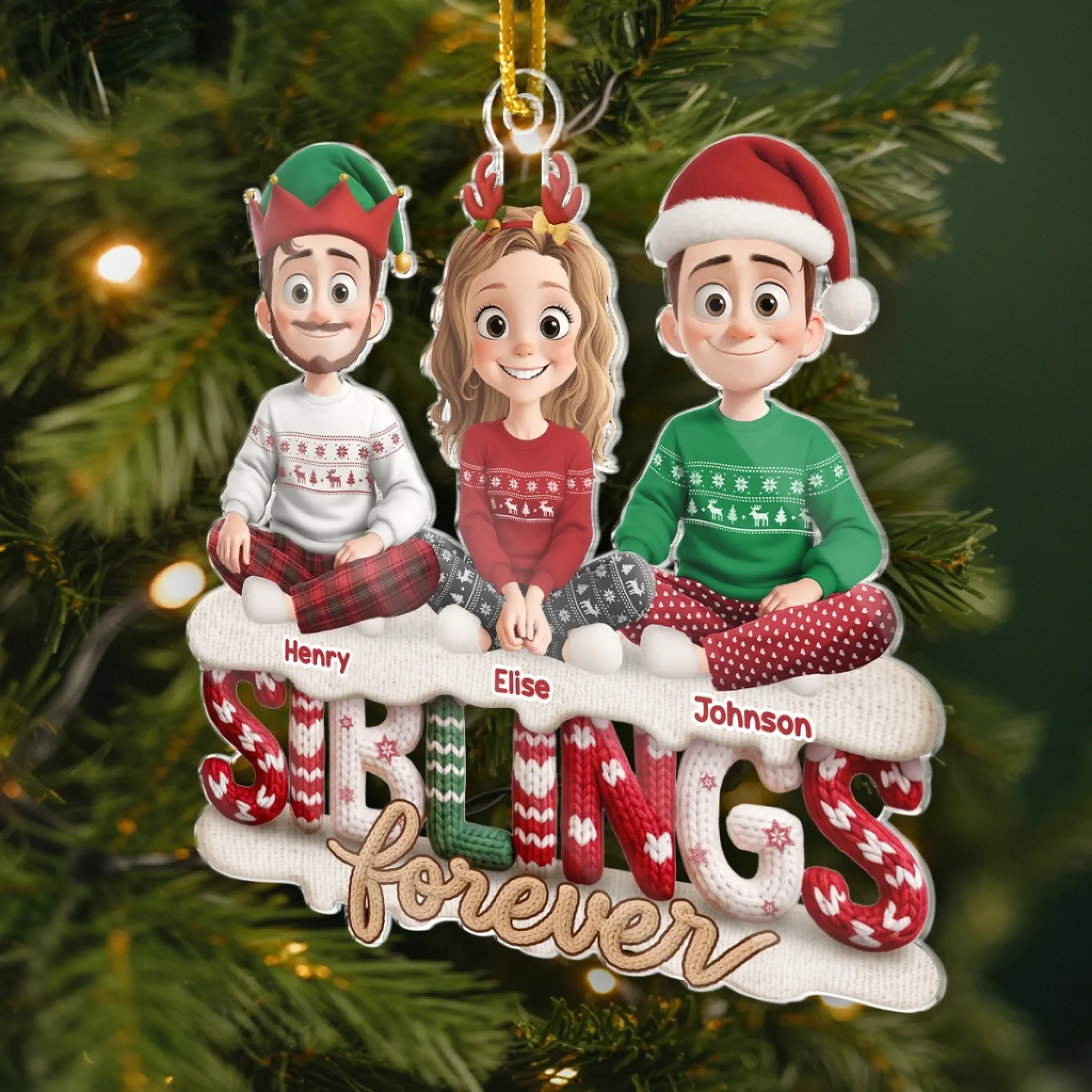 Custom Crochet Acrylic Ornament - Personalized Christmas Birthday Gifts For Brother, Sister - Built In Best Friend For Life - Image 3