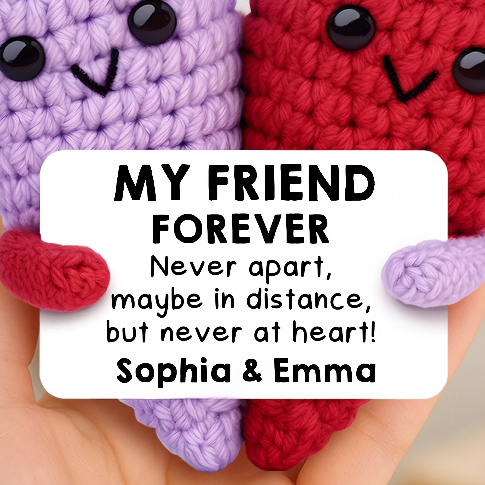Custom Crochet Heart Plush - Personalized Best Friend Birthday Gifts For Women - Friendship Served With Smiles - Image 2