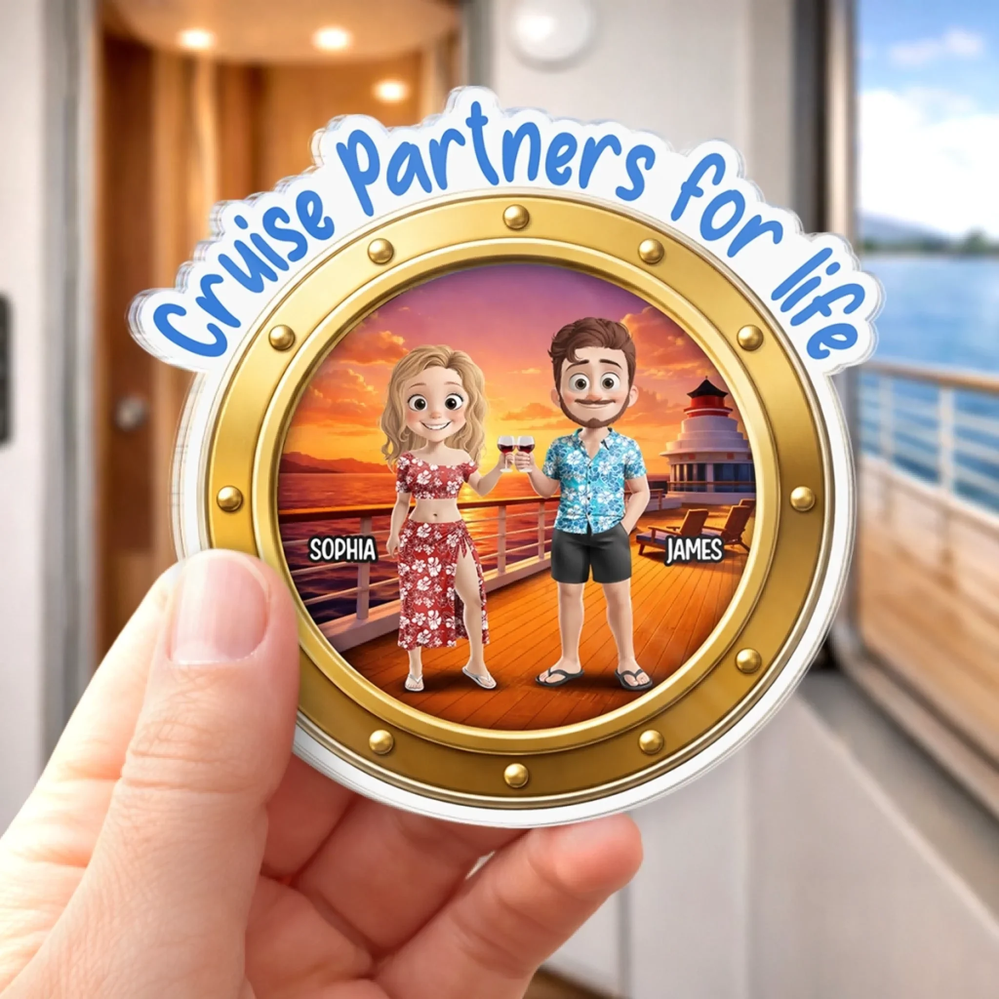 Custom Cruise Ship Door Magnet - Personalized Summer Vacation And Travel Gifts For Husband And Wife, Him And Her - Together Is My Favorite Place - Image 2
