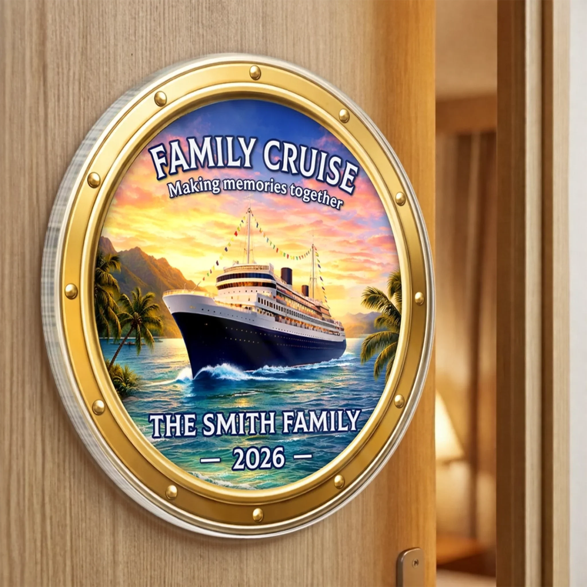 Custom Cruise Ship Door Magnet - Personalized Summer Vacation And Travel Gifts For Mom, Dad, Brother, Sister, Kids - Making Waves With The Ones We Love - Image 3