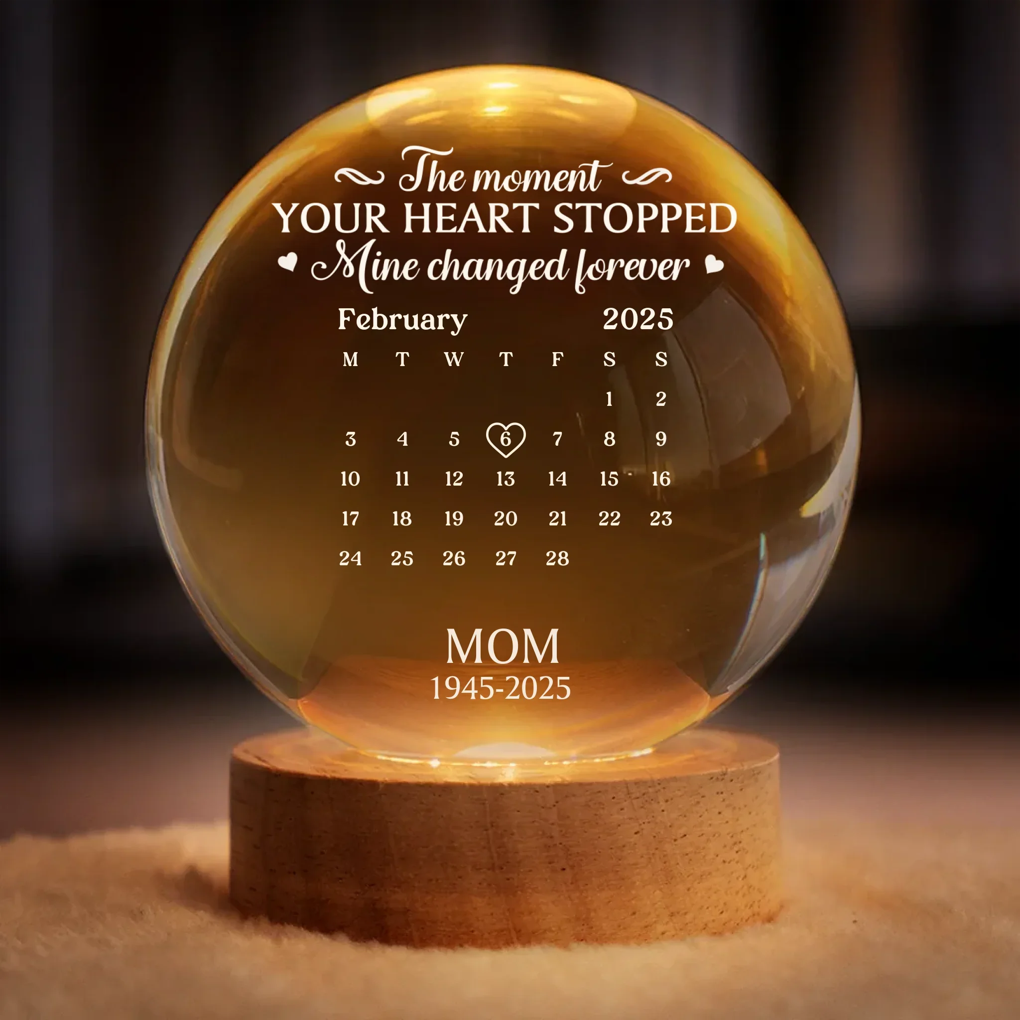 Custom Crystal Globe Lamp - Personalized Memorial Sympathy Gifts For Loss Of Mom, Dad - Your Memory Is My Keepsake - Image 2