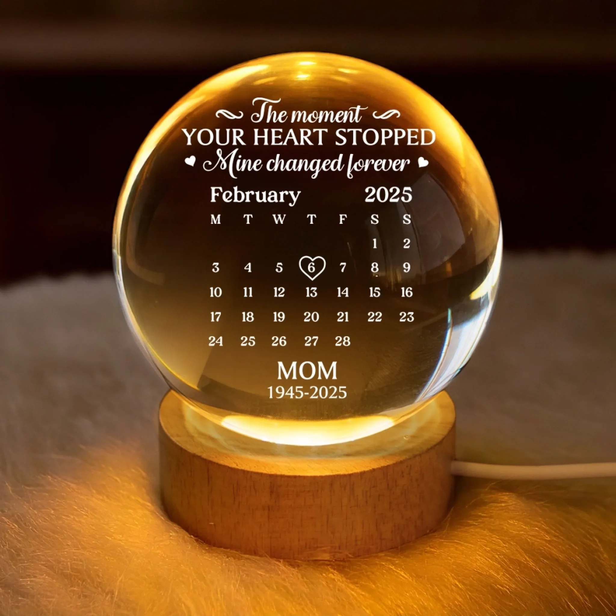 Custom Crystal Globe Lamp - Personalized Memorial Sympathy Gifts For Loss Of Mom, Dad - Your Memory Is My Keepsake - Image 3
