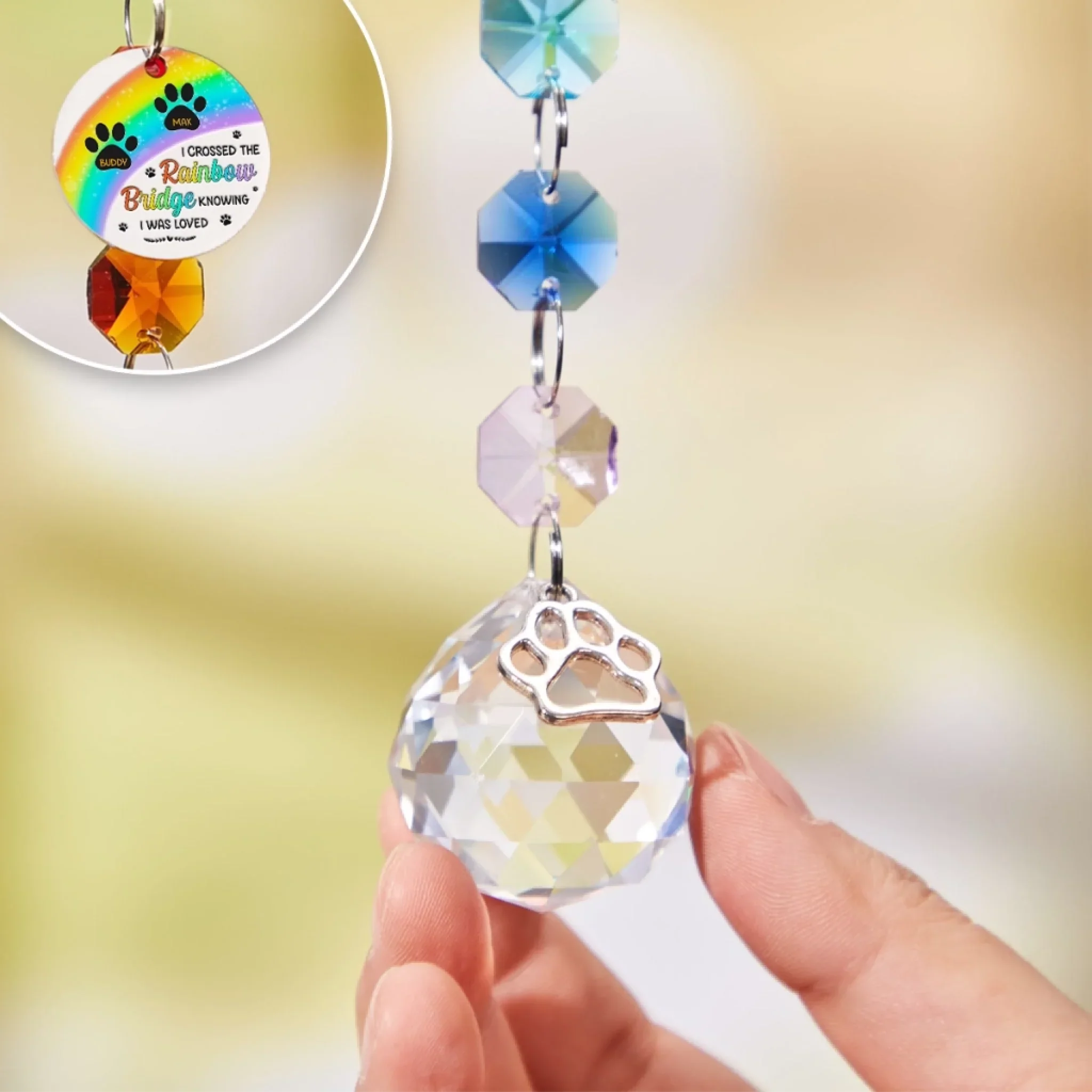 Custom Crystal Suncatcher With Charm - Personalized Pet Memorial Gifts For Dogs, Cats - Forever In My Thoughts - Image 4