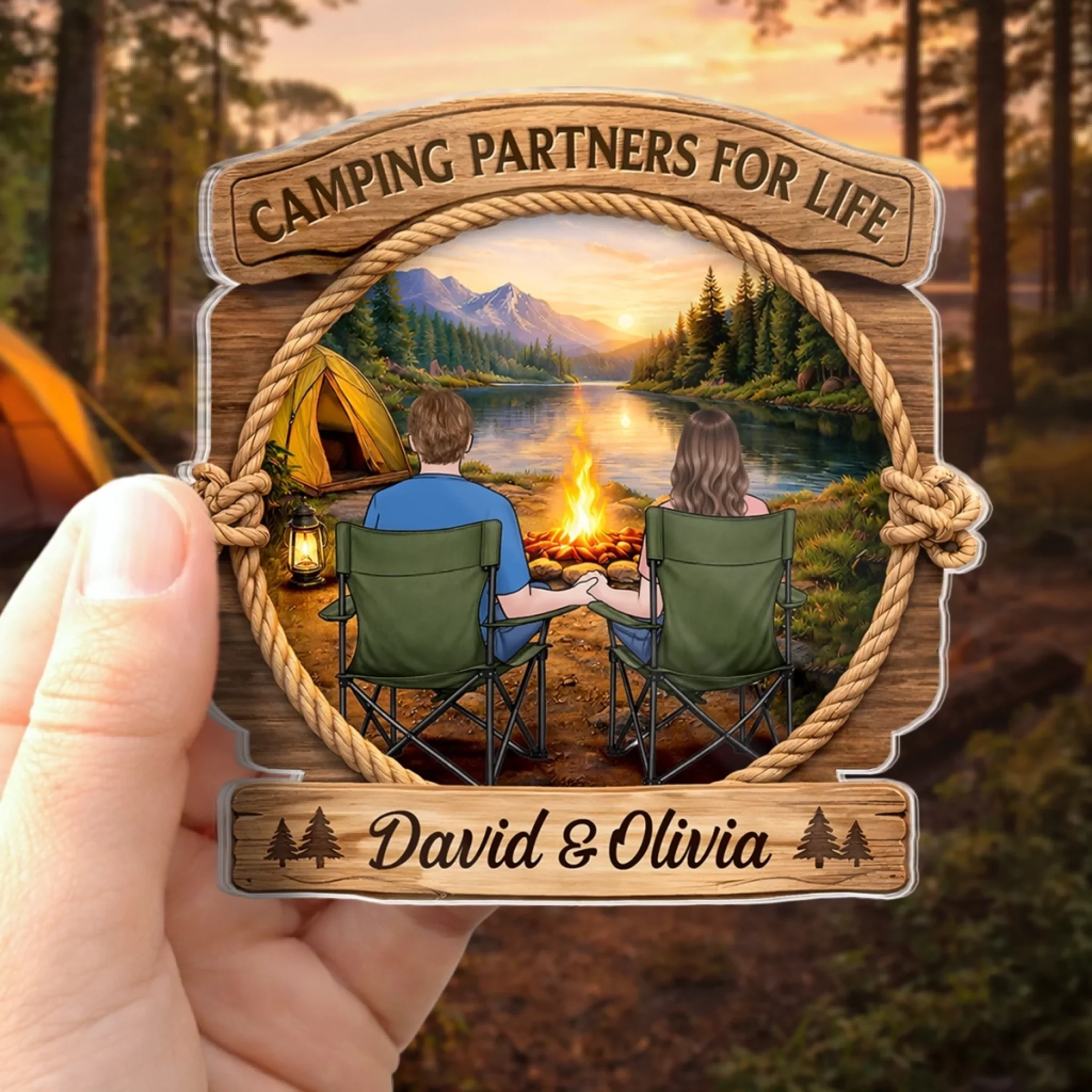 Custom Door Magnet - Personalized Anniversary Wedding Camping Gifts For Campers, Husband And Wife, Him And Her - Camping Partners For Life - Image 3