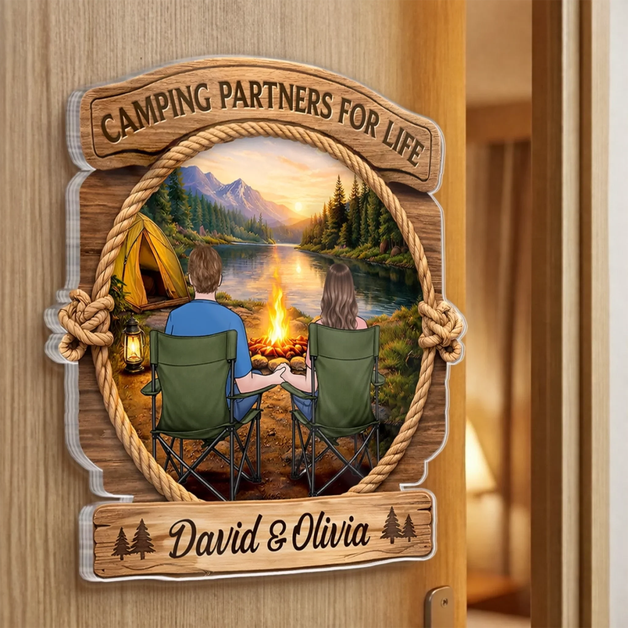 Custom Door Magnet - Personalized Anniversary Wedding Camping Gifts For Campers, Husband And Wife, Him And Her - Camping Partners For Life - Image 4