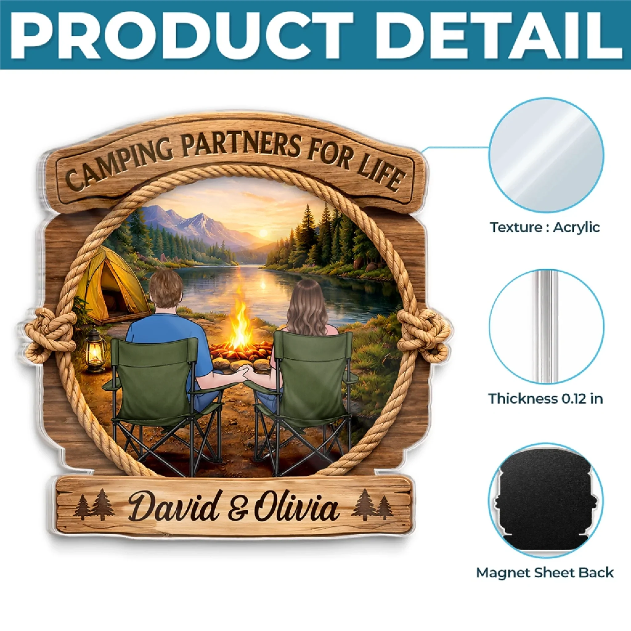 Custom Door Magnet - Personalized Anniversary Wedding Camping Gifts For Campers, Husband And Wife, Him And Her - Camping Partners For Life - Image 6