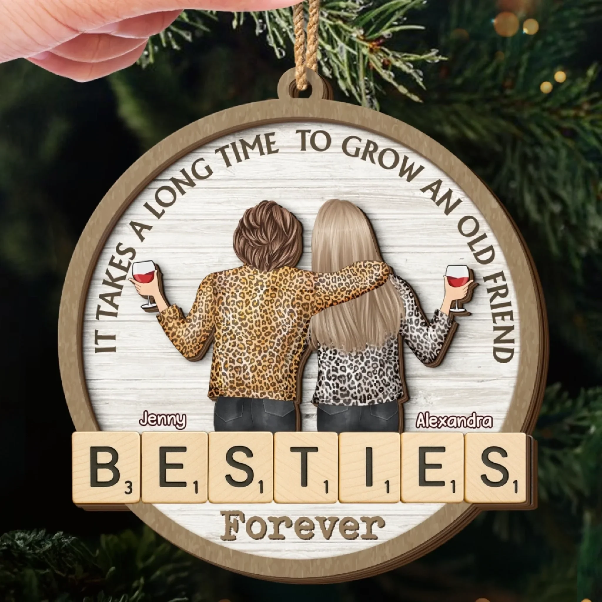 Custom Double Layer Wooden Ornament - Personalized Best Friend Christmas Birthday Gifts For Women, Besties, Sisters, BFF - Frosty Days Warm Hearts - Image 5