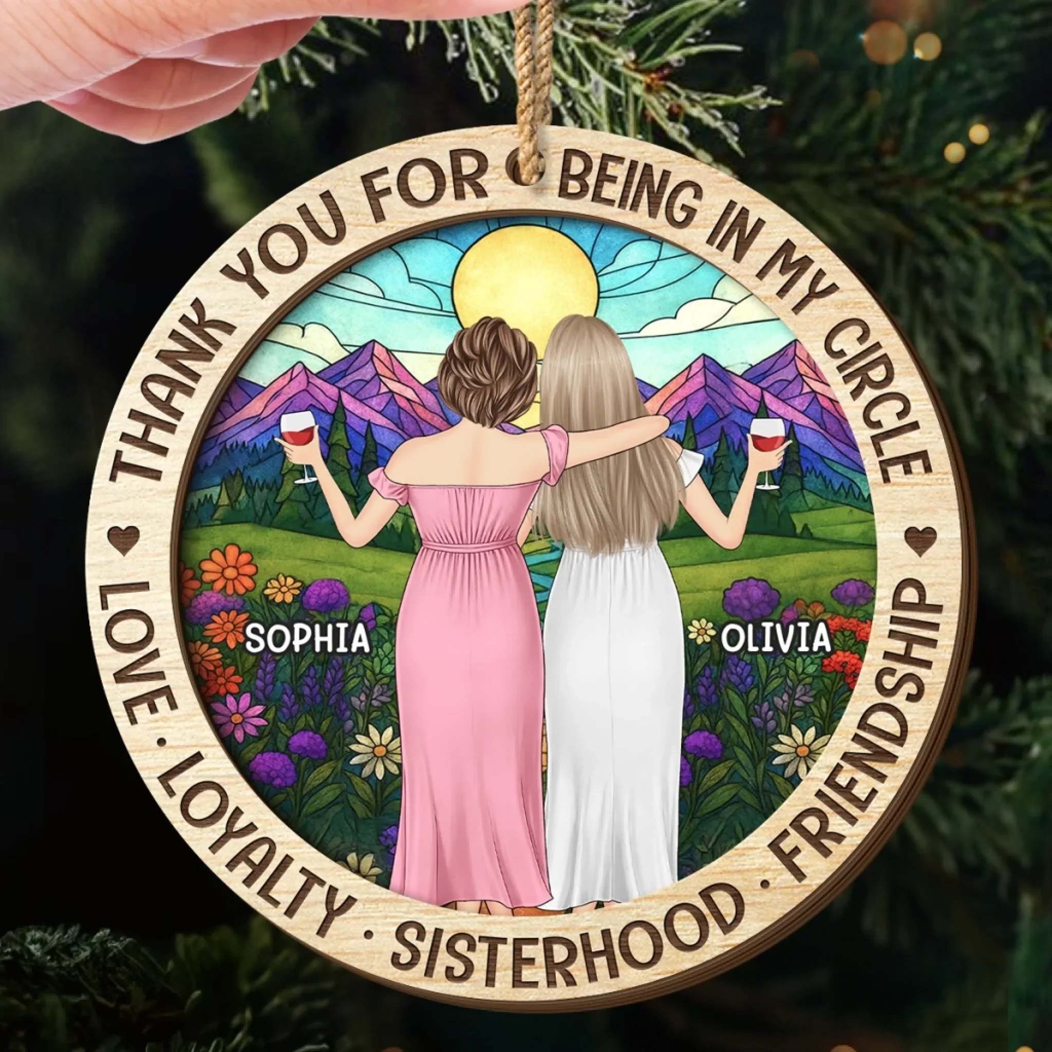 Custom Double Layer Wooden Ornament - Personalized Best Friend Christmas Birthday Gifts For Women, Besties, Sisters, BFF - Memories Made Merry With Friends - Image 5