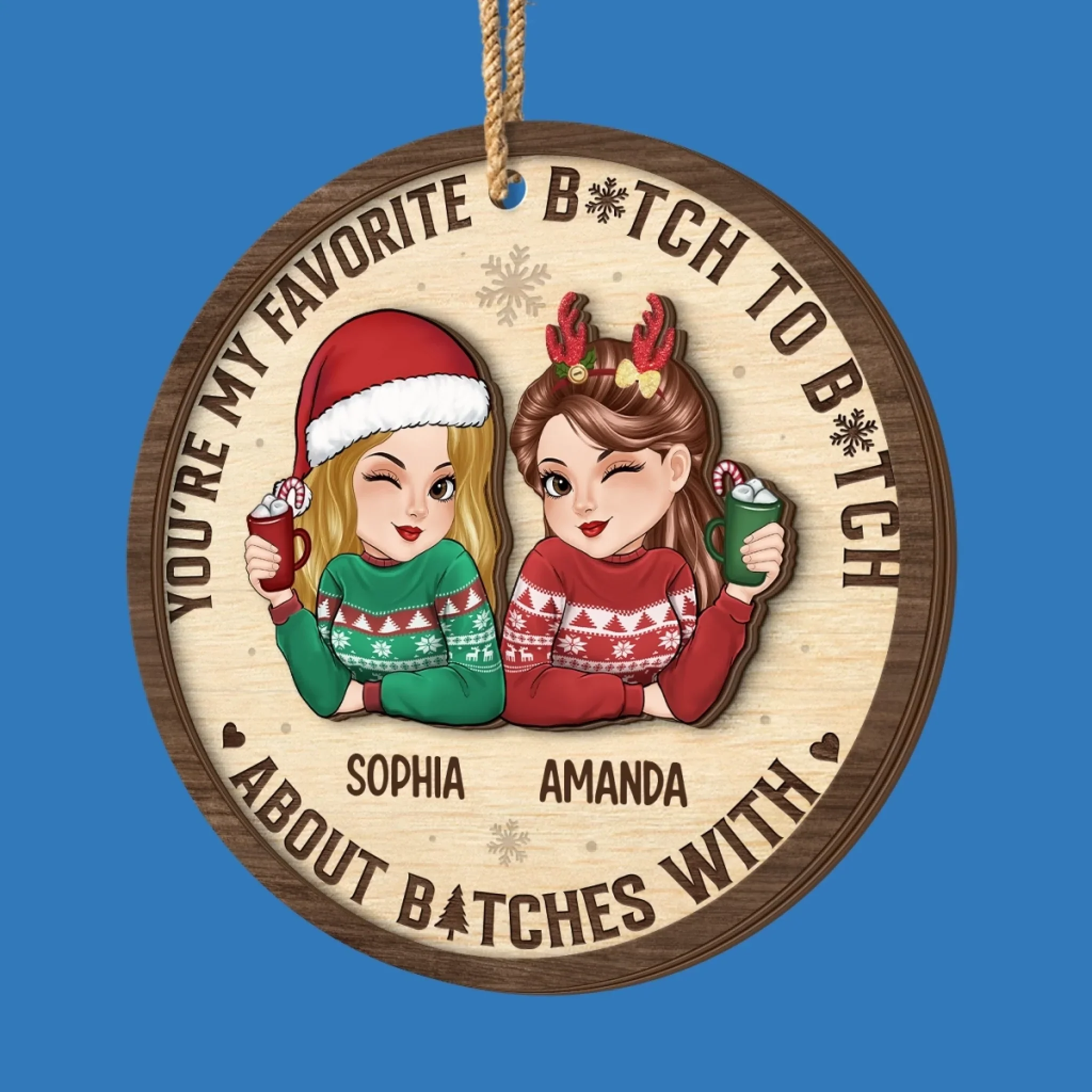 Custom Double Layer Wooden Ornament - Personalized Best Friend Christmas Birthday Gifts For Women, Besties, Sisters, BFF - My Partner in Crime Always - Image 4