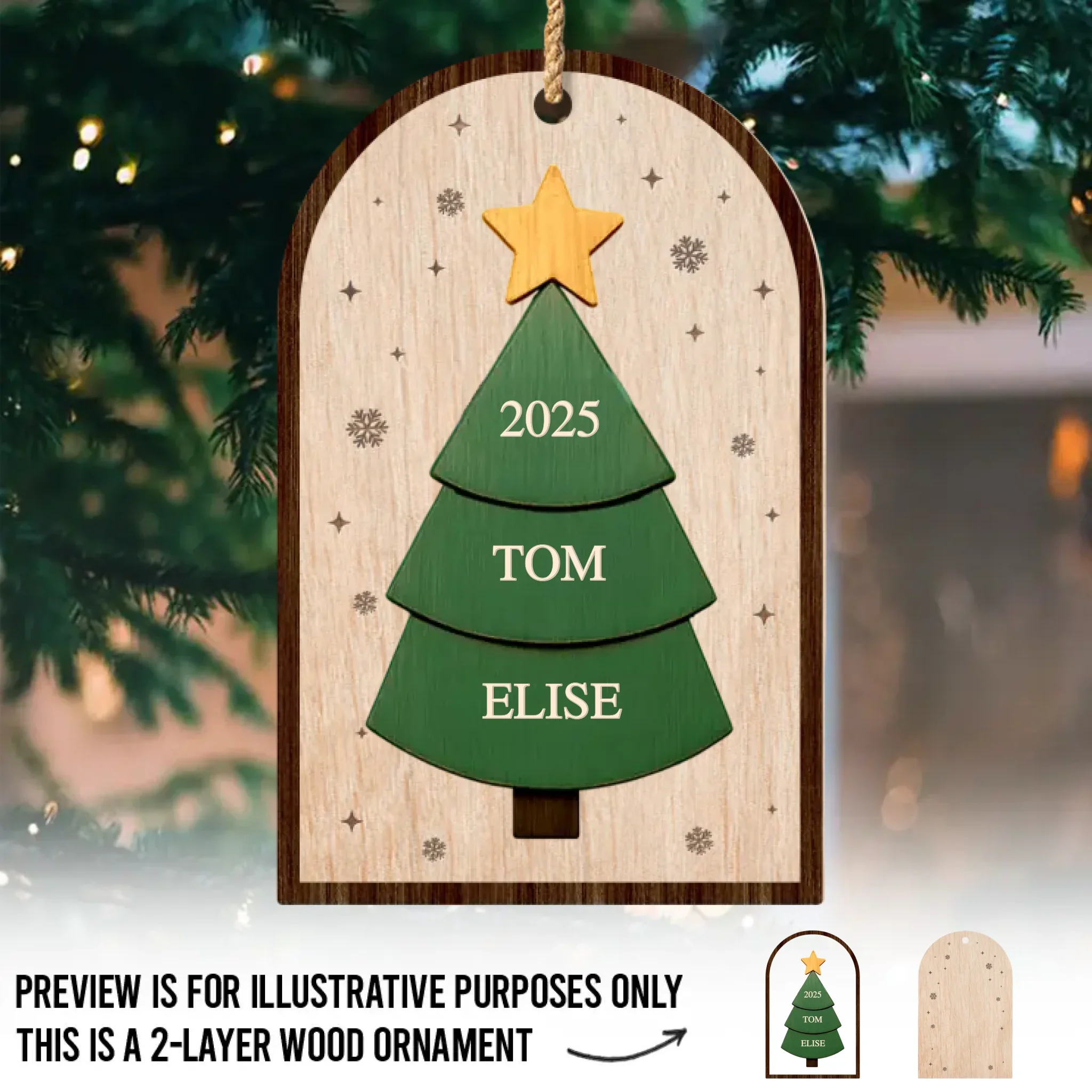 Custom Double Layer Wooden Ornament - Personalized Christmas Birthday Gifts For Mom, Dad, Brother, Sister, Kids - Our Little Family Grows - Image 2